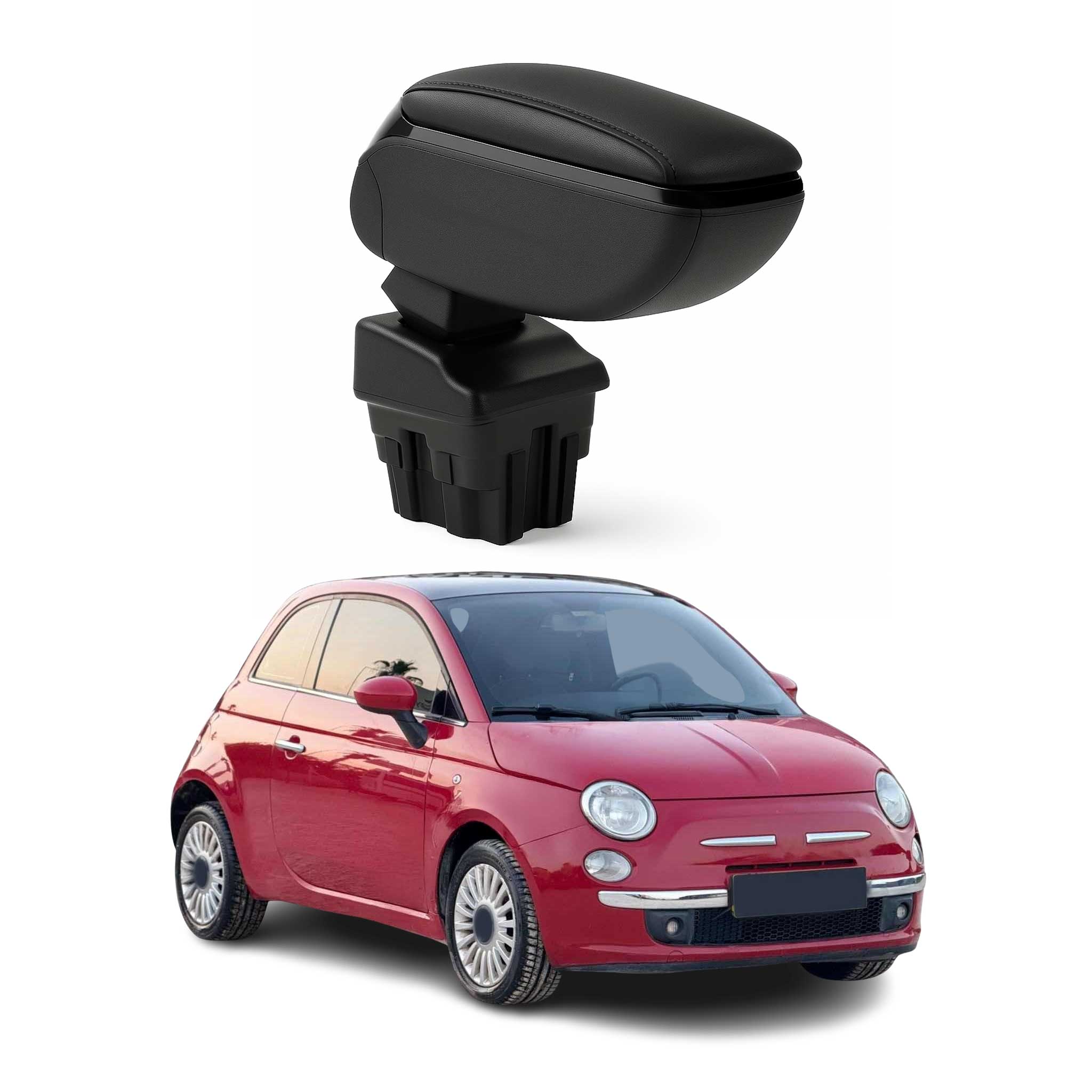 Armlehne Mittelarmlehne für Fiat 500 500C 2007-2015 PU-Leder ABS Schwarz