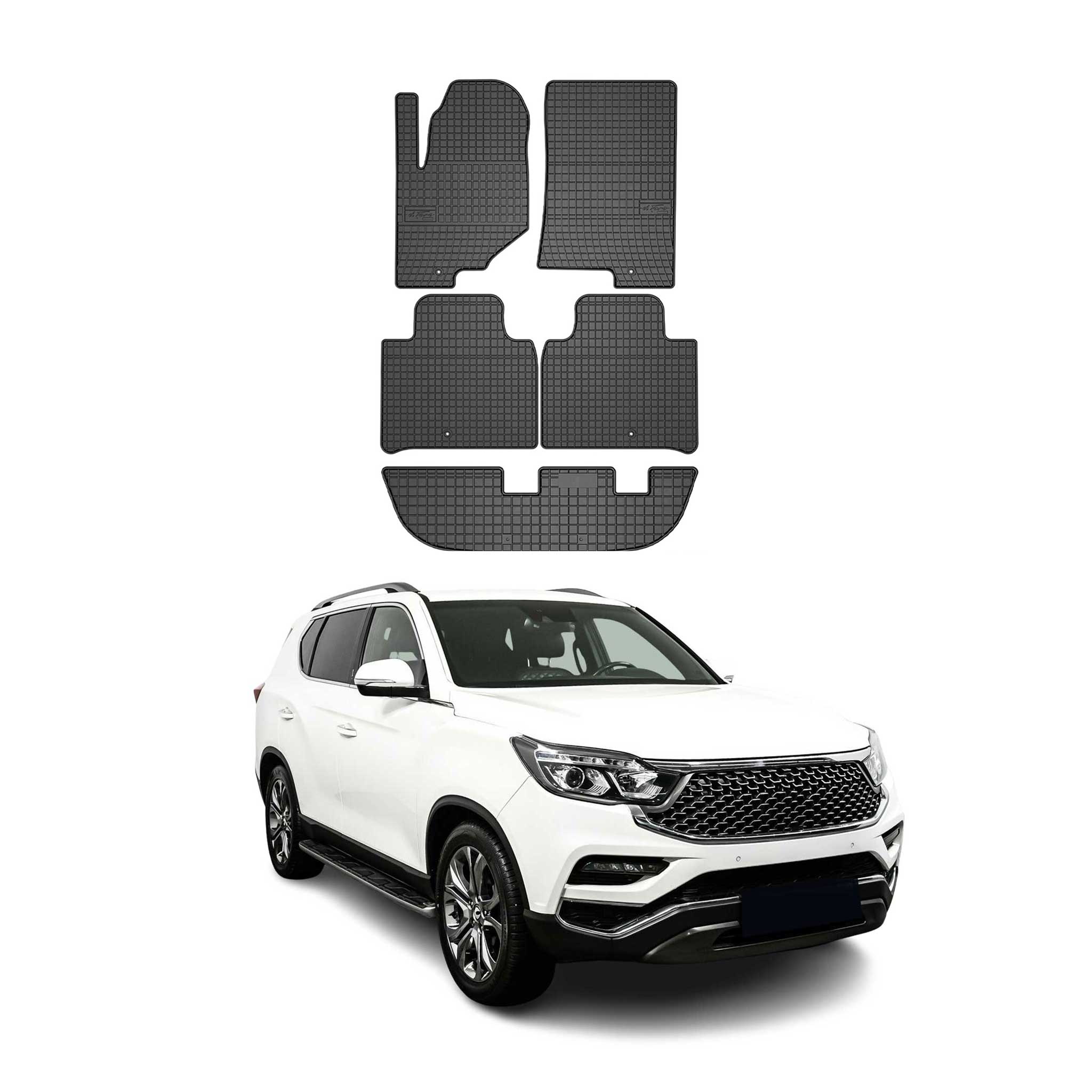 OMAC Gummi Fußmatten für Ssangyong Rexton 2017-2026 Automatten Gummi Schwarz 5x