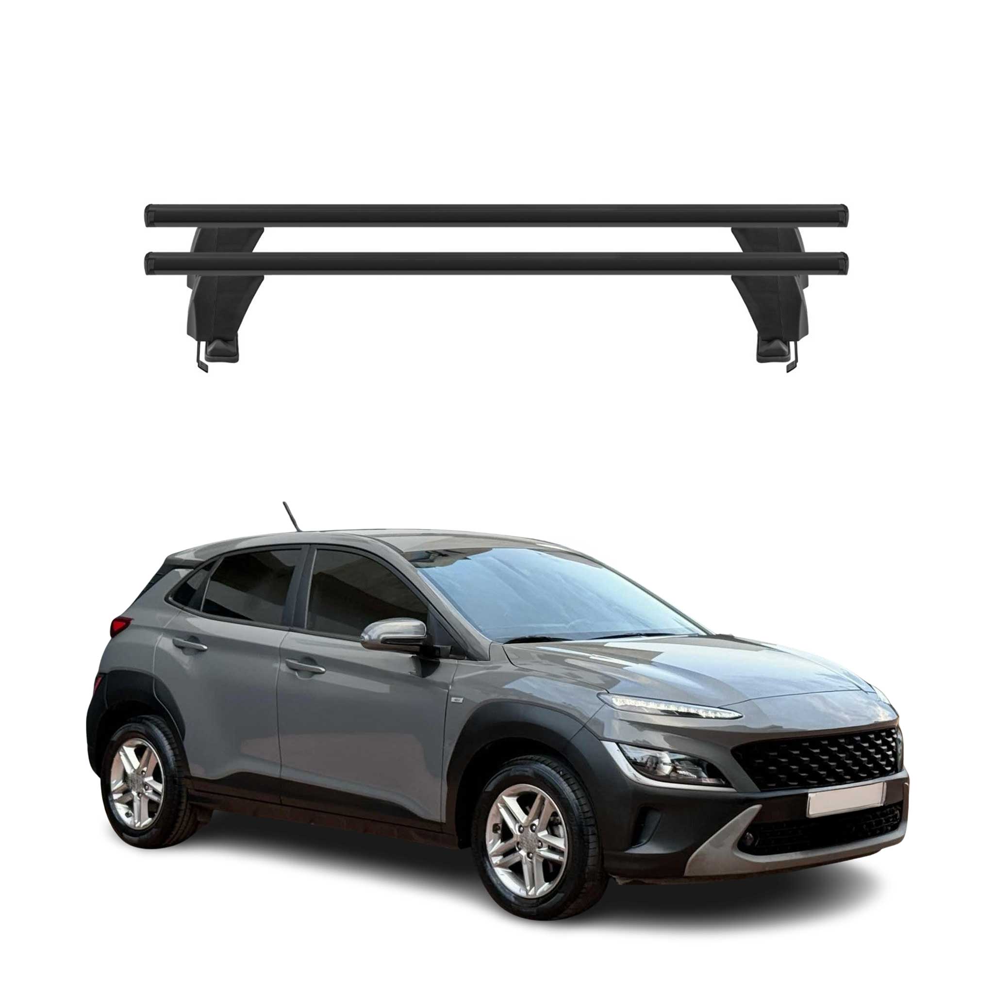 Menabo Dachträger Grundtäger für Hyundai Kona I 2018-2023 50kg Alu Schwarz 2 tlg