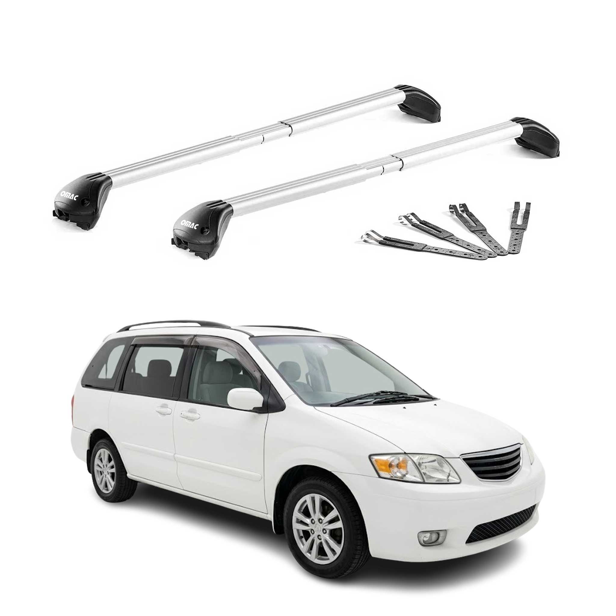 Dachträger Grundtäger für Mazda MPV LV 1995-1999 100kg Aluminium Grau 2x ABE