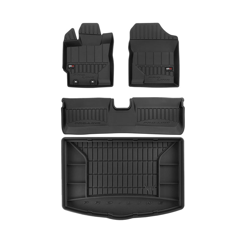 OMAC Fußmatten & Kofferraumwanne Set für Toyota Yaris 2010-2024 Gummi Schwarz 4x