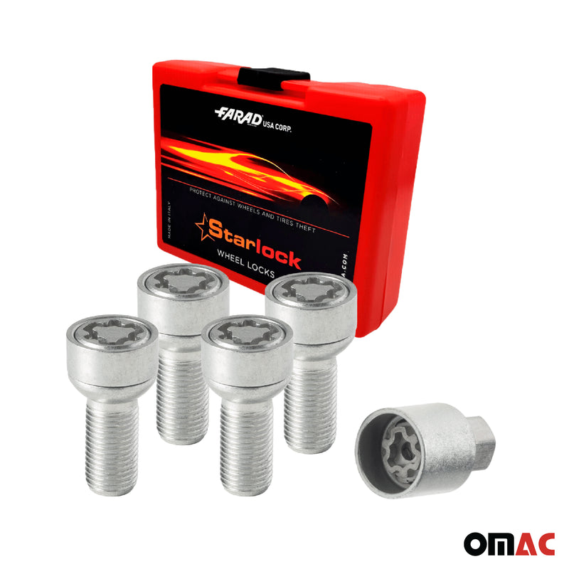 Radschloss Satz für Mercedes Klasse V bis 2013 Felgenschloss Silber 4tlg M14X1.5