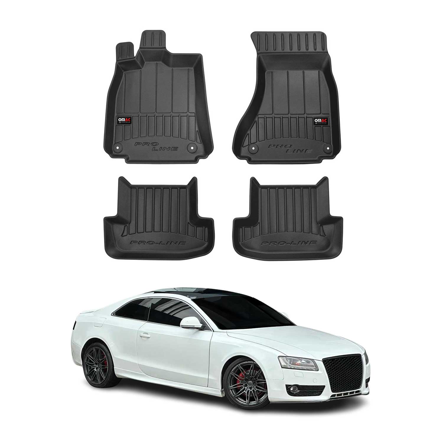 OMAC Gummi Fußmatten für Audi A5 Cabriolet Coupe 8T3 8F7 2007-2017 Premium TPE