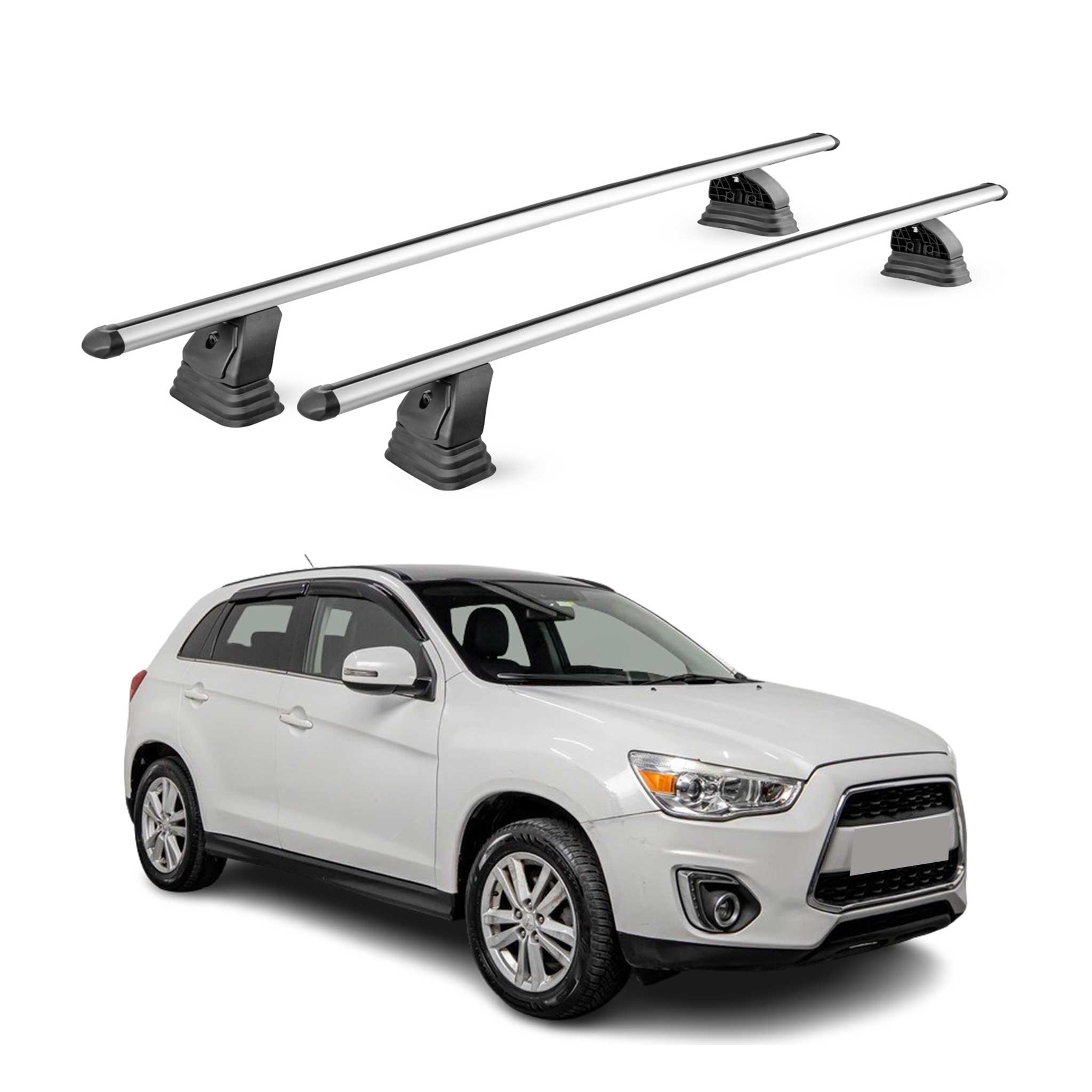 Alu Dachträger für Mitsubishi ASX I 2010-2022 TÜV T-Nut 75 kg 2tlg Silber
