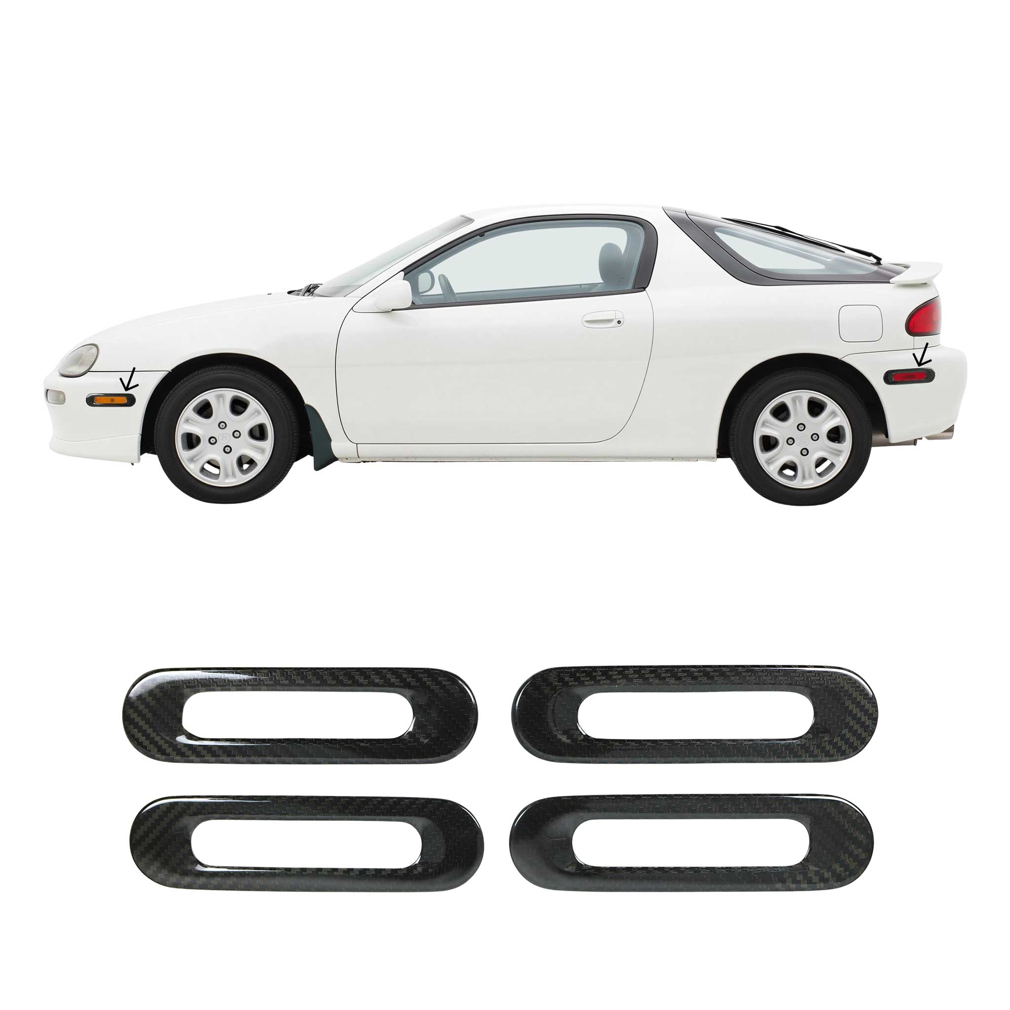 Blinkerrahmen Signalblende Blinker für Mazda MX-5 1989-2005 Echt Carbon Schwarz