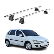 Alu Dachträger für Opel Corsa C Schrägheck 2000-2006 TÜV T-Nut 75 kg 2tlg Silber
