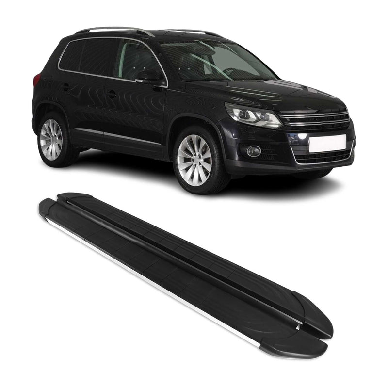 Trittbretter Seitenschweller für VW Tiguan 2007-2016 Aluminium Schwarz Silber 2x