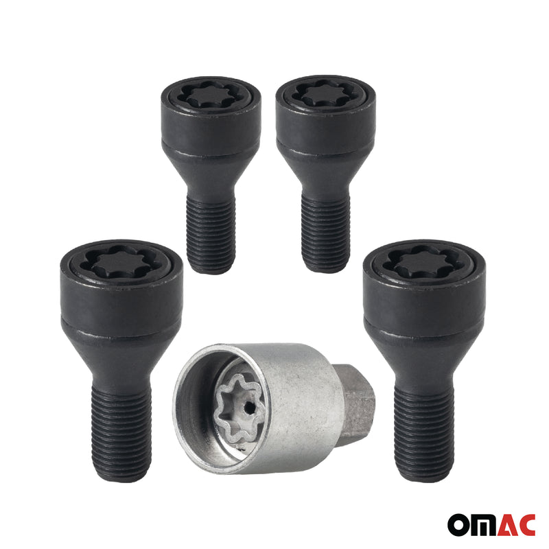 Radschloss Satz für Alfa Romeo 159 / Brera 2005-2011 Schwarz 4tlg M14X1.5