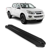 Trittbretter Seitenschweller für Isuzu D-Max DoubleCab 2012-19 Alu Schwarz Grau