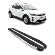 Alu Trittbretter Seitenschweller für Kia Stonic 2017-2026 Schwarz Silber 2tlg