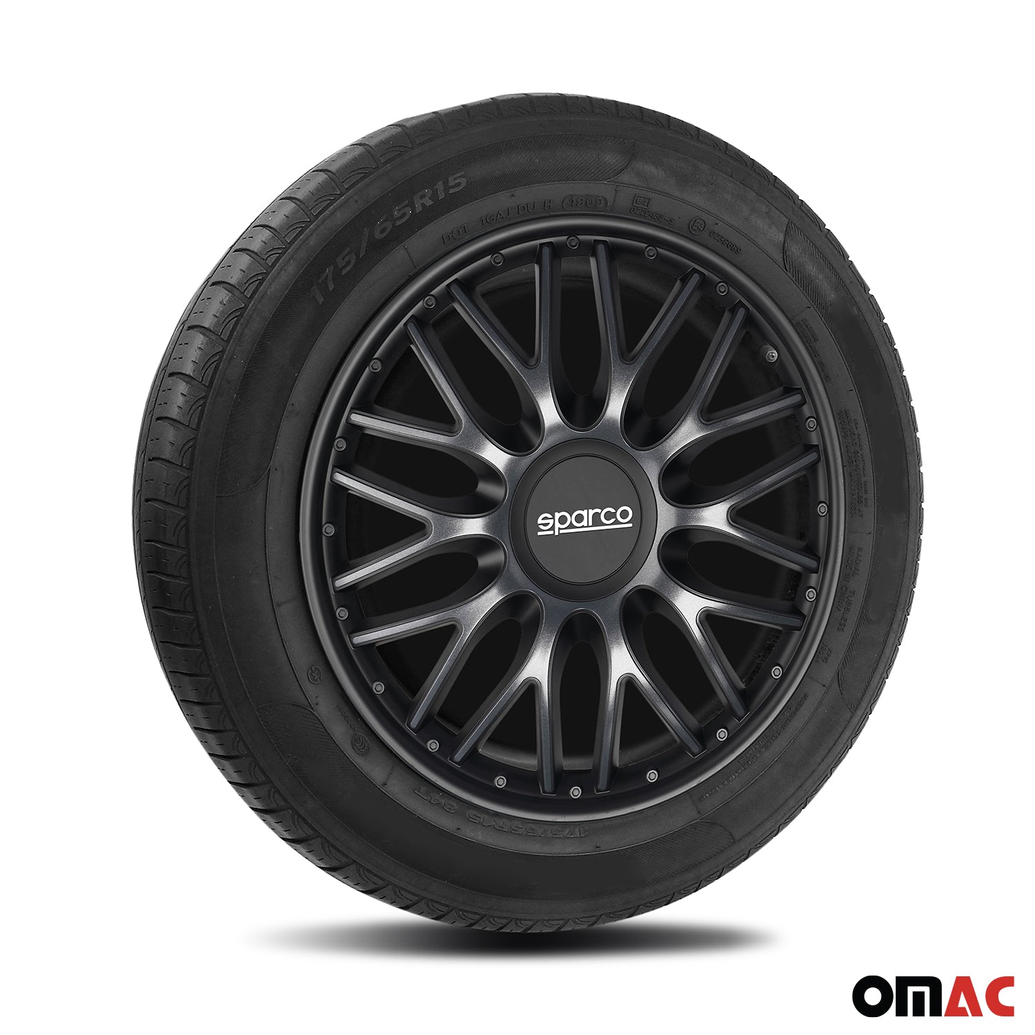 Radkappen Radzierblenden Sparco Roma 15" Zoll Auto Abdeckung Set Grau Schwarz 4x