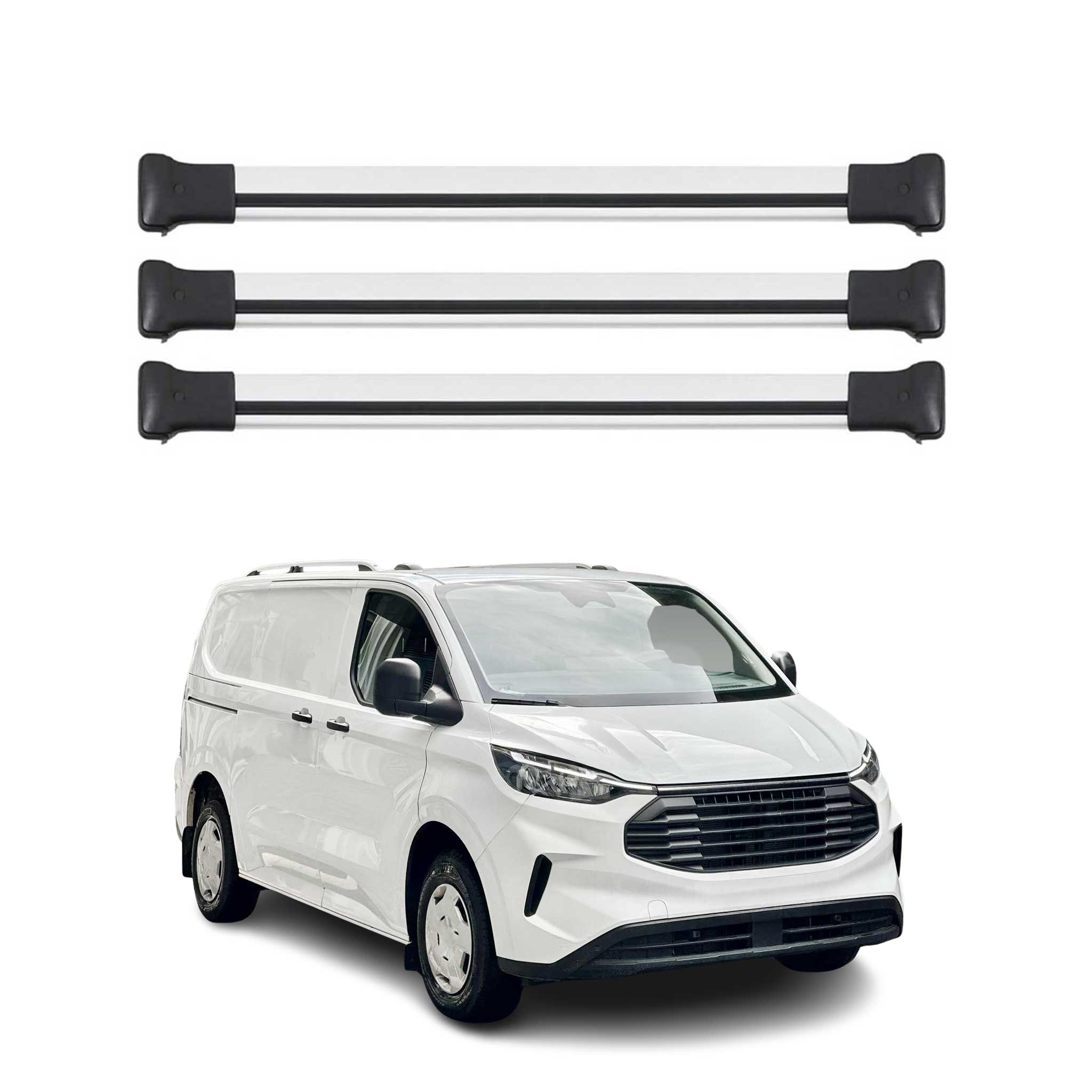 Dachträger für Ford Transit Custom / Tourneo Custom 2023-2026 Alu Silber 3x