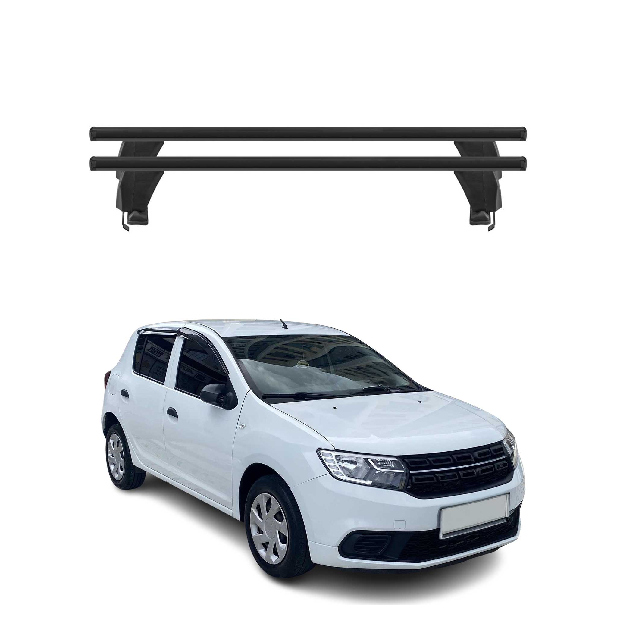 Menabo Dachträger Grundtäger für Dacia Sandero 2012-2020 50kg Alu Schwarz 2 tlg