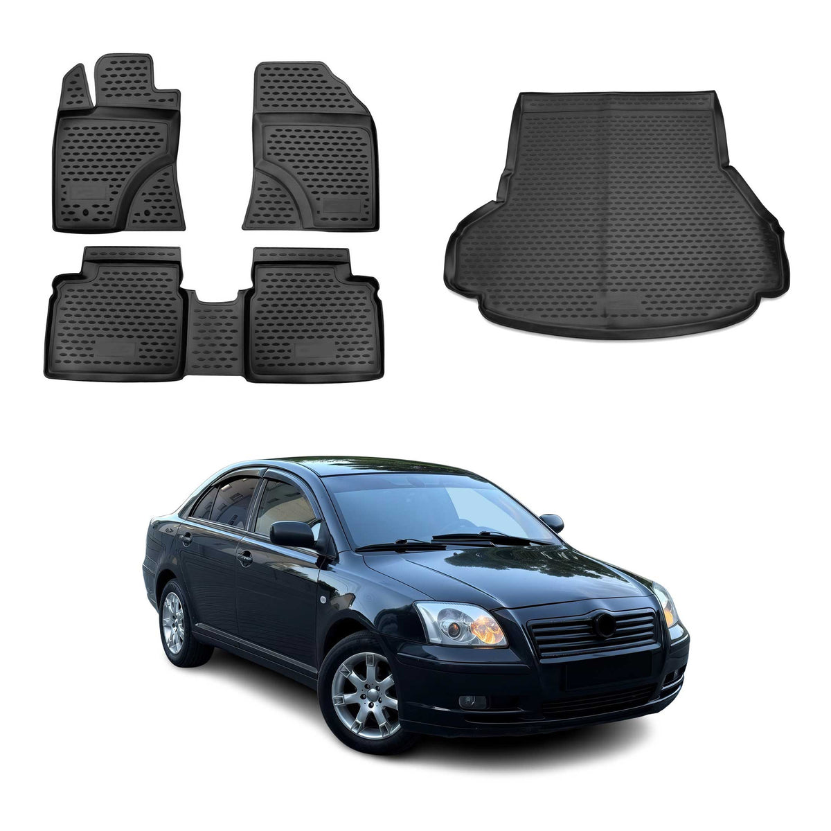 OMAC Fußmatten & Kofferraumwanne Set für Toyota Avensis Limo 2008-2011 Pre-FL
