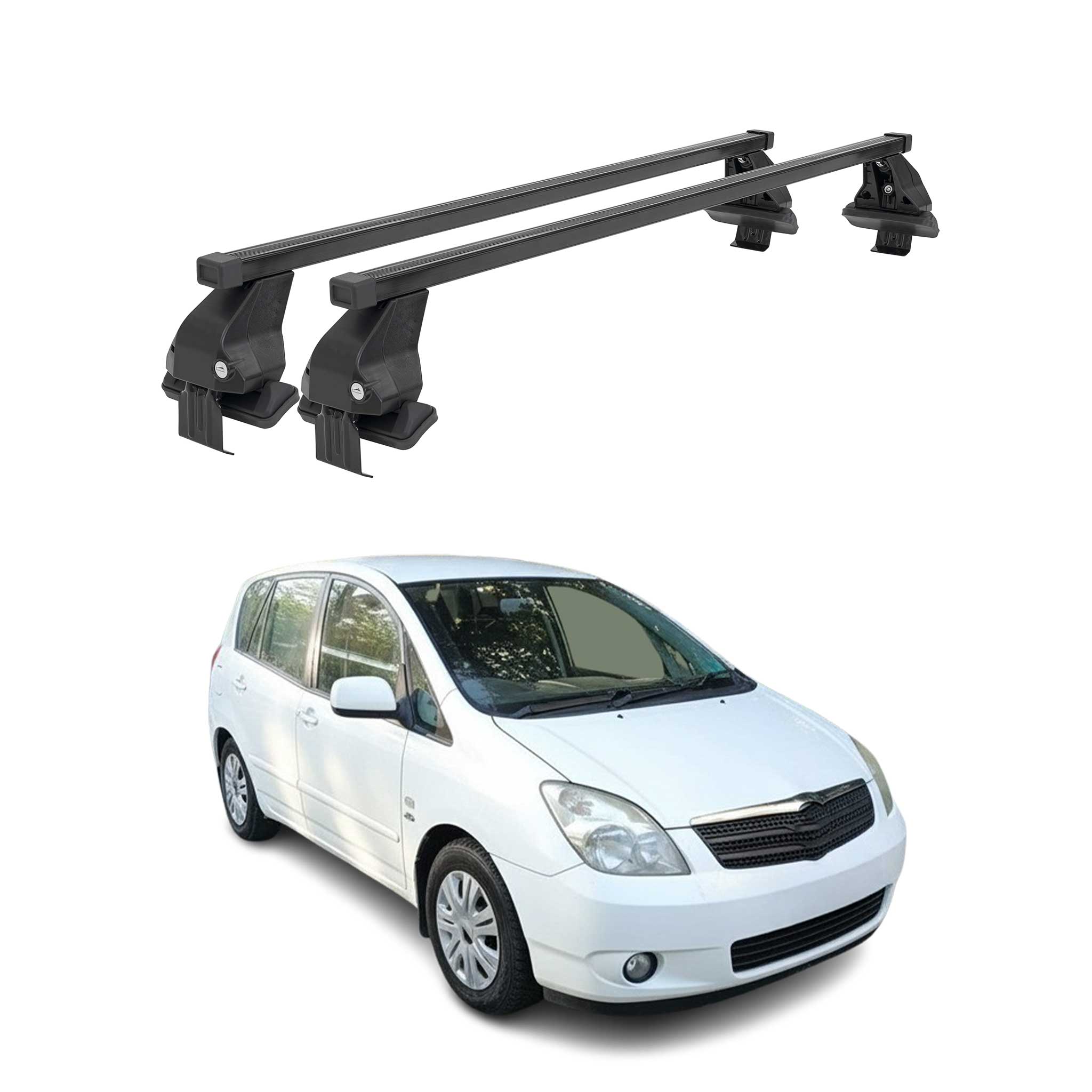 Menabo Dachträger Grundtäger für Toyota Corolla Verso 2001-2003 50kg Schwarz 2x