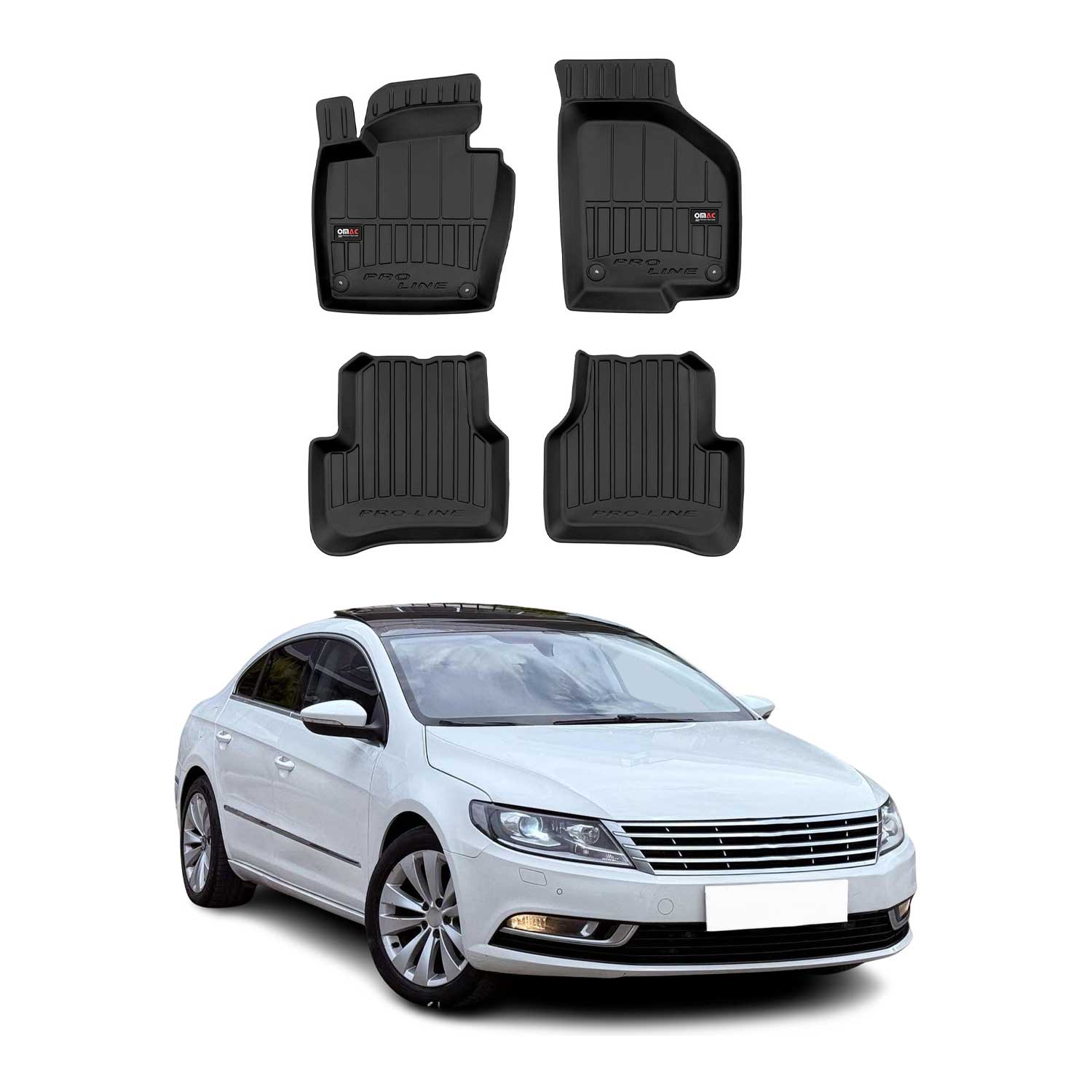 OMAC Gummi Fußmatten für VW CC 2011-2016 Premium TPE 3D Automatten Antirutsch 4x