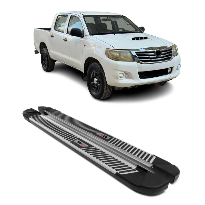 Trittbretter Seitenbretter für Toyota Hilux DoubleCab 2005-15 Alu Schwarz