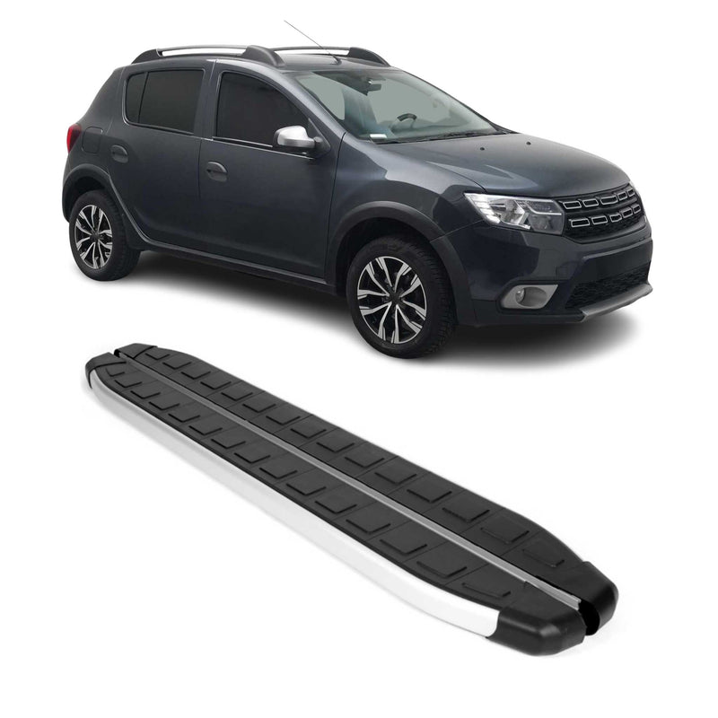 Seitenbretter Trittbretter für Dacia Sandero Stepway 2012-2020 Alu Schwarz
