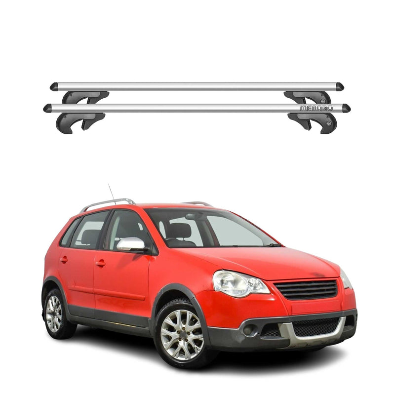 Menabo Dachträger Grundtäger für VW Polo 9N3 Fun 2003-2008 FL 90kg Alu Silber 2x