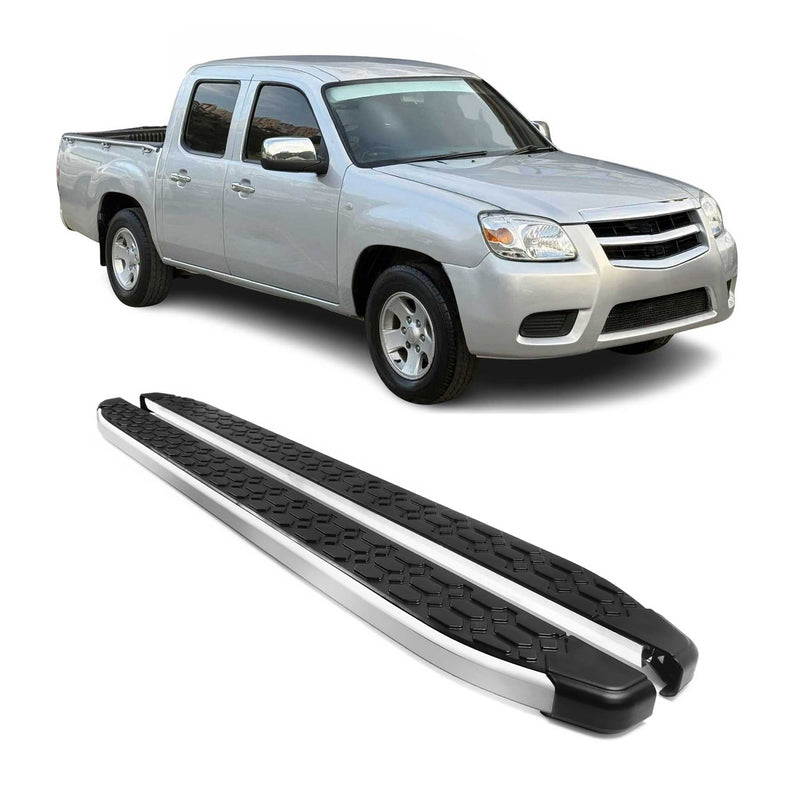 Alu Trittbretter Seitenschweller für Mazda BT-50 2012-2020 Schwarz Silber 2tlg