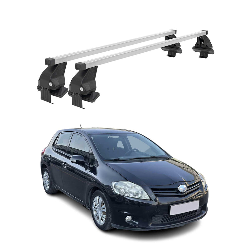 Menabo Dachträger für Toyota Auris mk1 Schrägheck 2006-2012 50kg Stahl Silber 2x