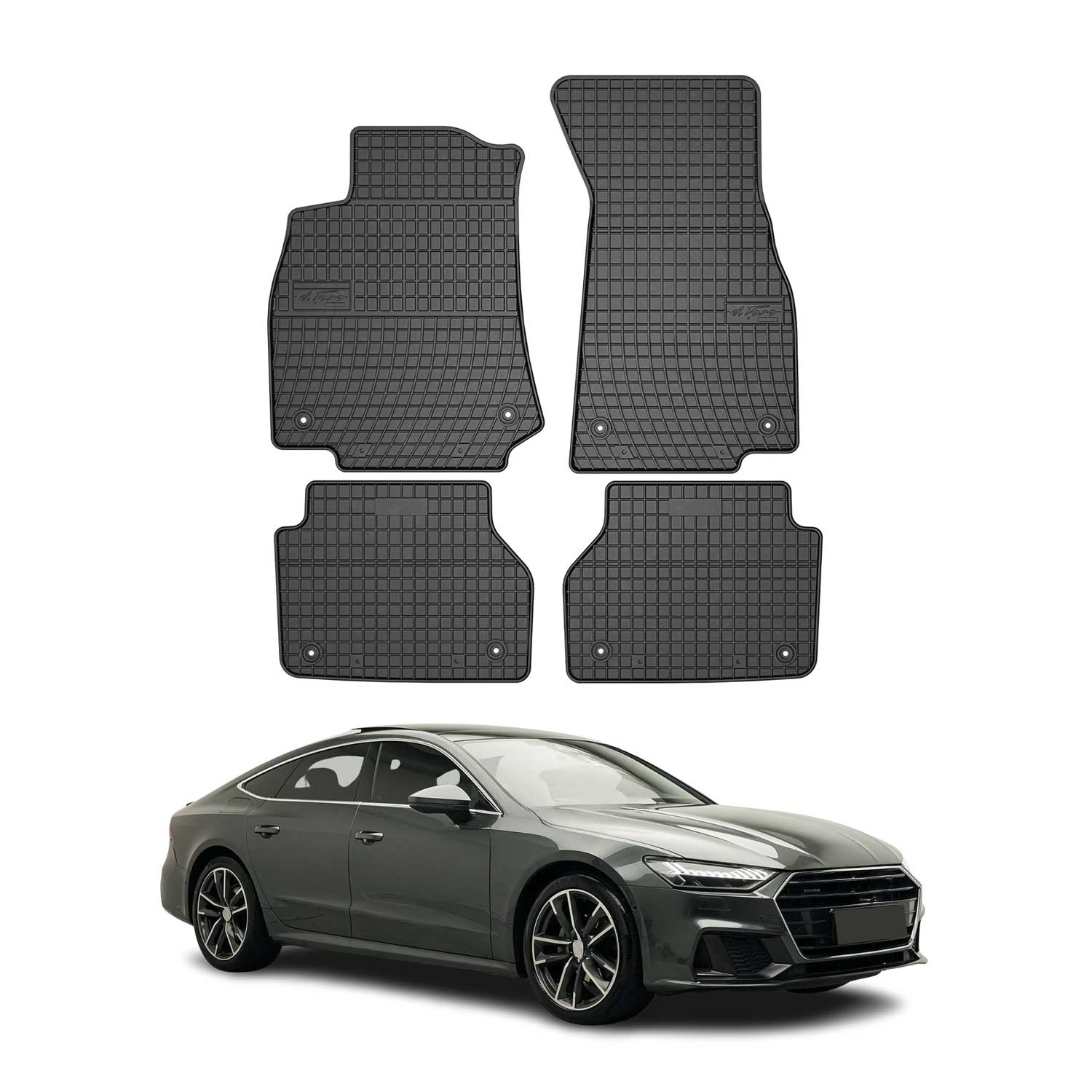 OMAC Gummi Fußmatten für Audi A7 C8 Sportback 2018-2026 Automatten Schwarz 4x