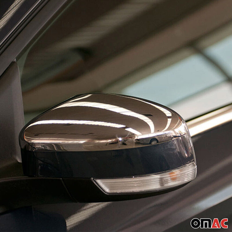 Spiegelkappen Spiegelabdeckung für Ford Focus 2011-2018 Edelstahl Silber 2tlg