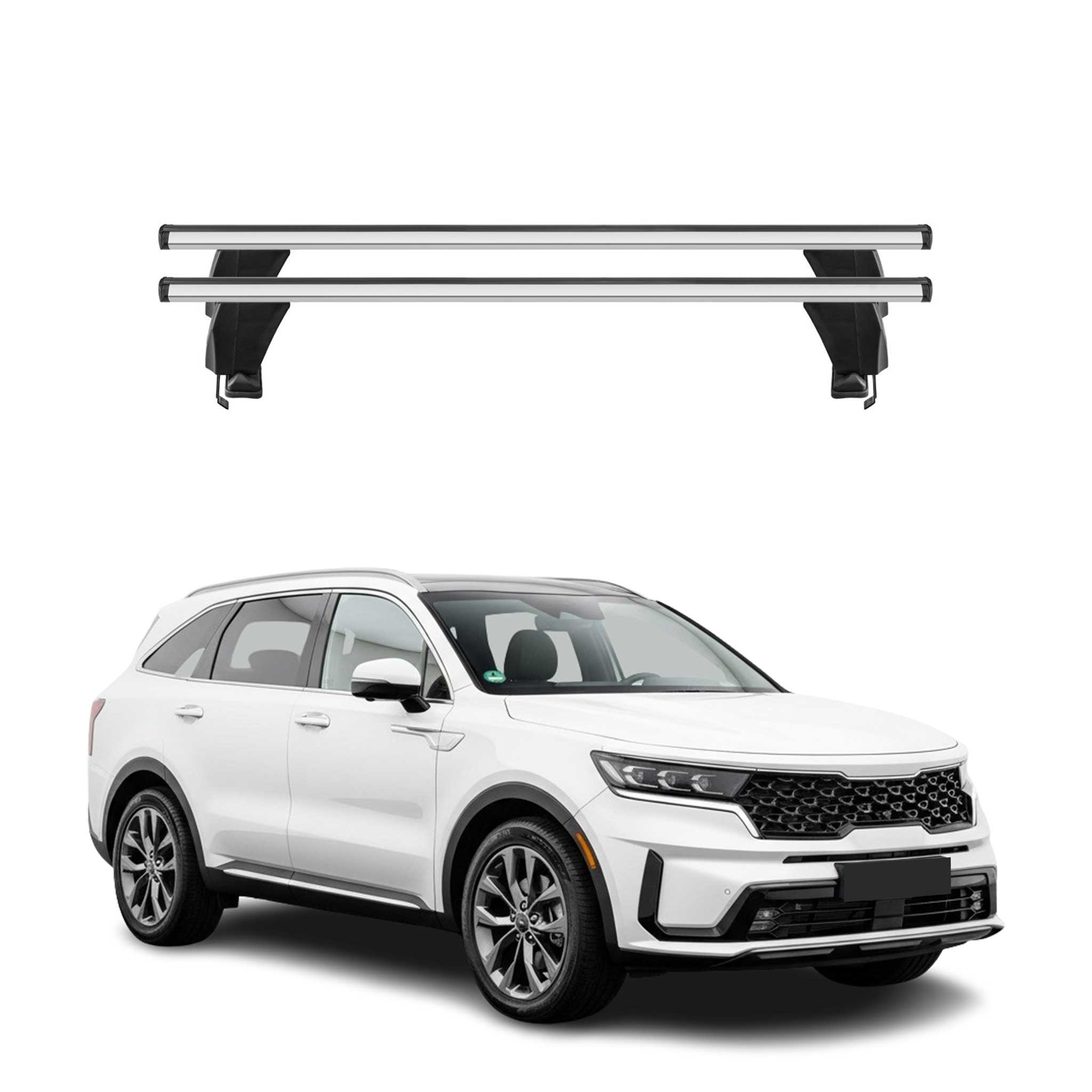 Menabo Dachträger Grundtäger für Kia Sorento MQ4 2021-2026 50kg Alu Silber 2 tlg