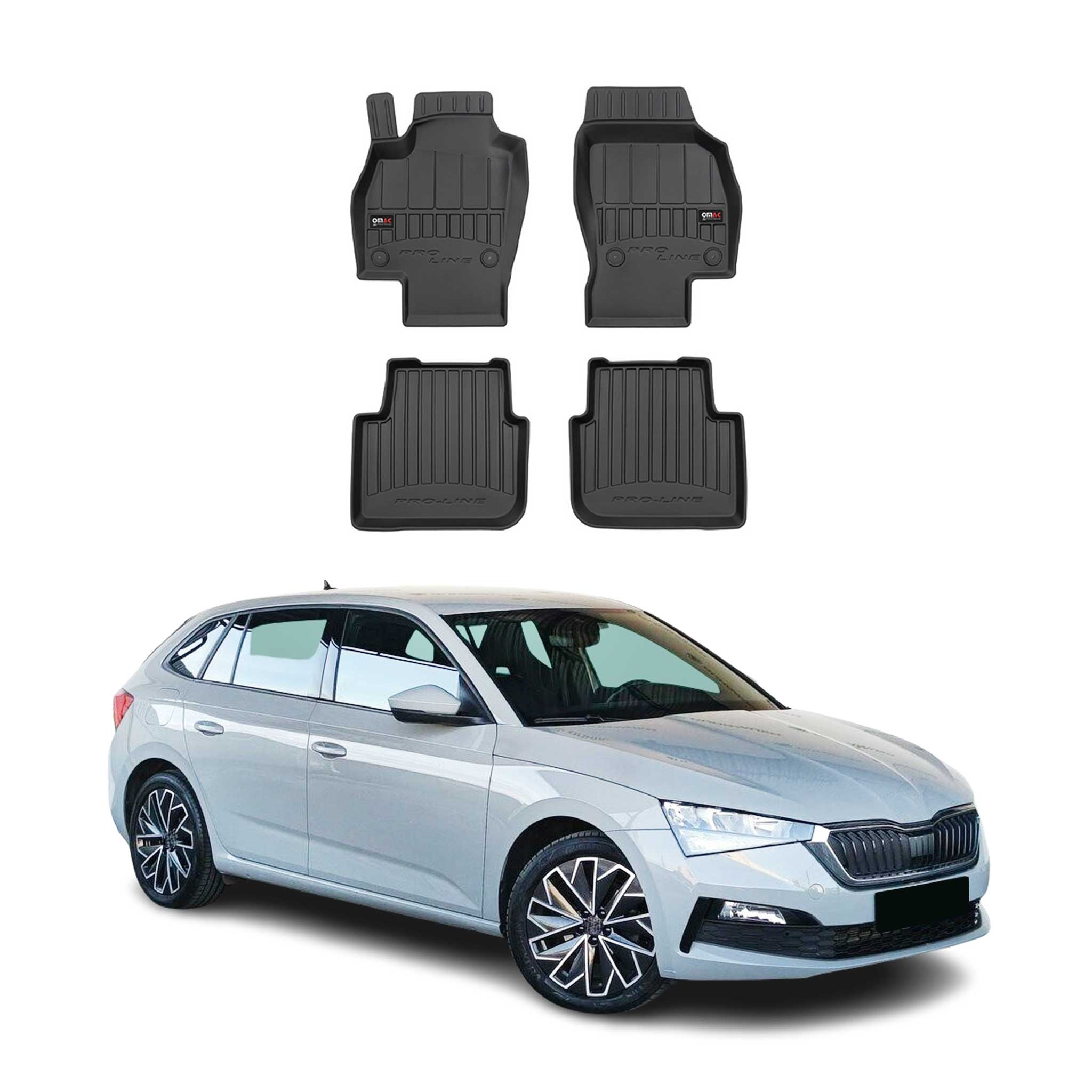 OMAC Gummi Fußmatten für Skoda Scala 2019-2026 Premium TPE Automatten Schwarz 4x