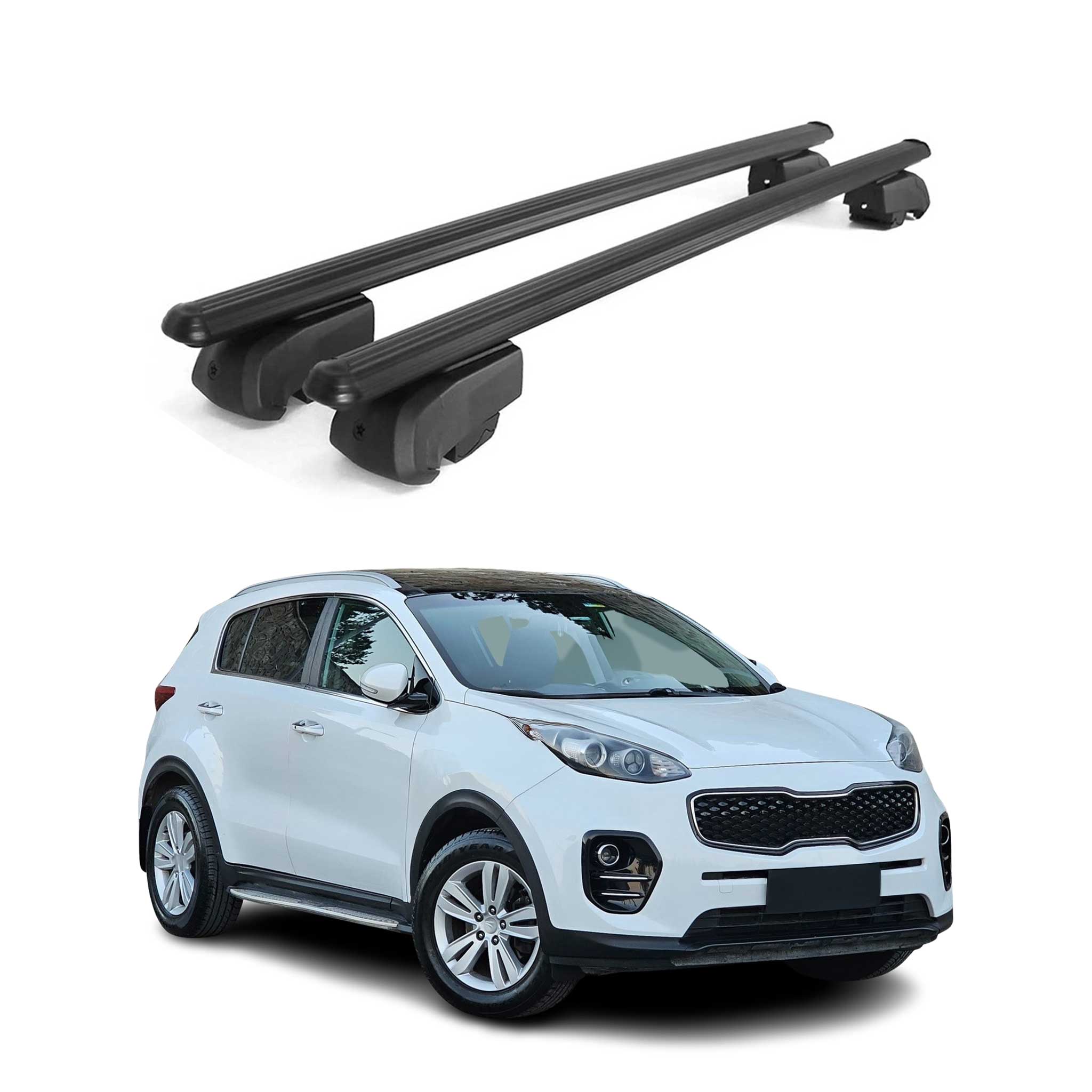 Dachträger Gepäckträger für Kia Sportage QL SUV 2015-2021 ABE Alu Schwarz 2x