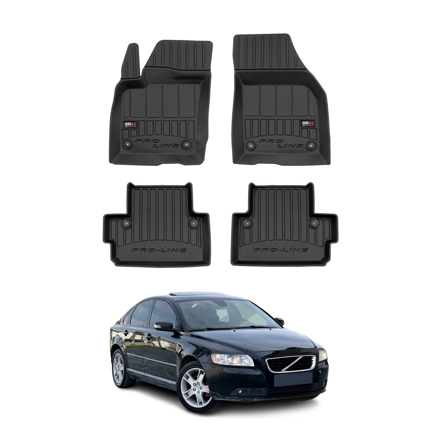 OMAC Gummi Fußmatten für Volvo S40 2004-2012 Premium TPE 3D Automatten 4tlg