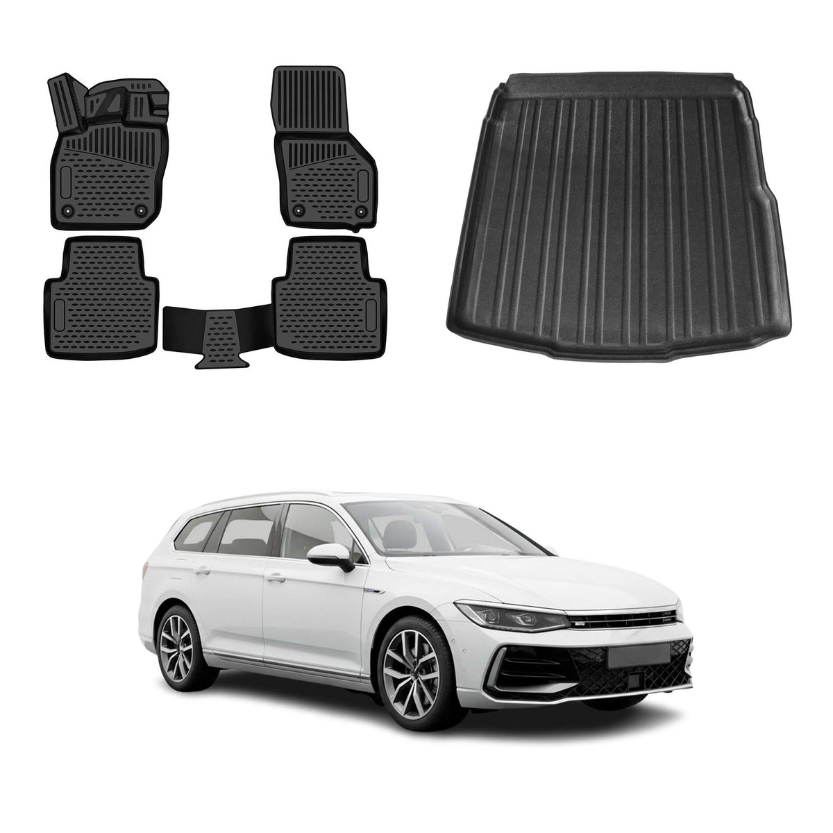OMAC Fußmatten & Kofferraumwanne Set für VW Passat B8 Limo 2019-2023 Facelift