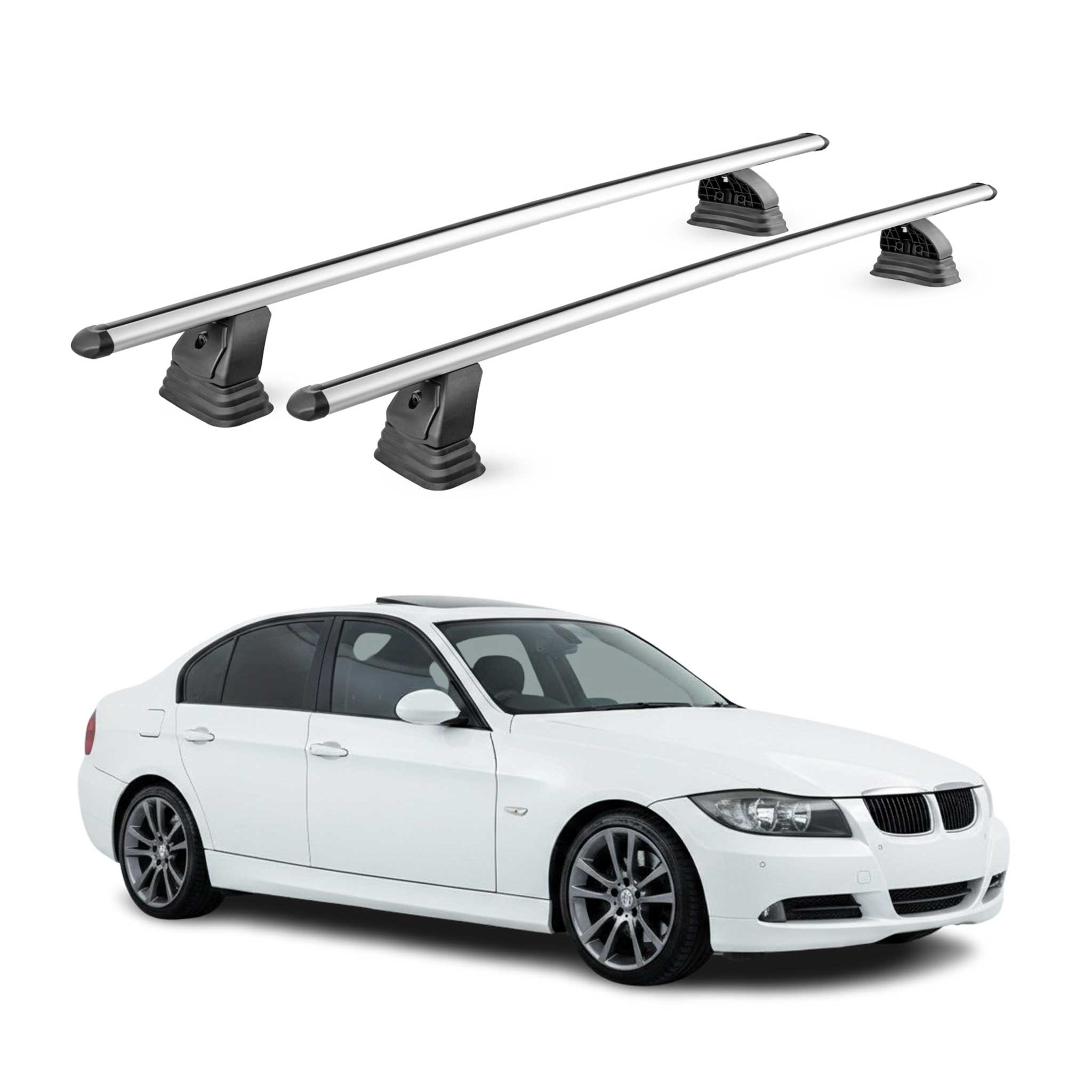 Alu Dachträger für Bmw 3er E90 Limo 2004-2012 TÜV T-Nut 75 kg 2tlg Silber
