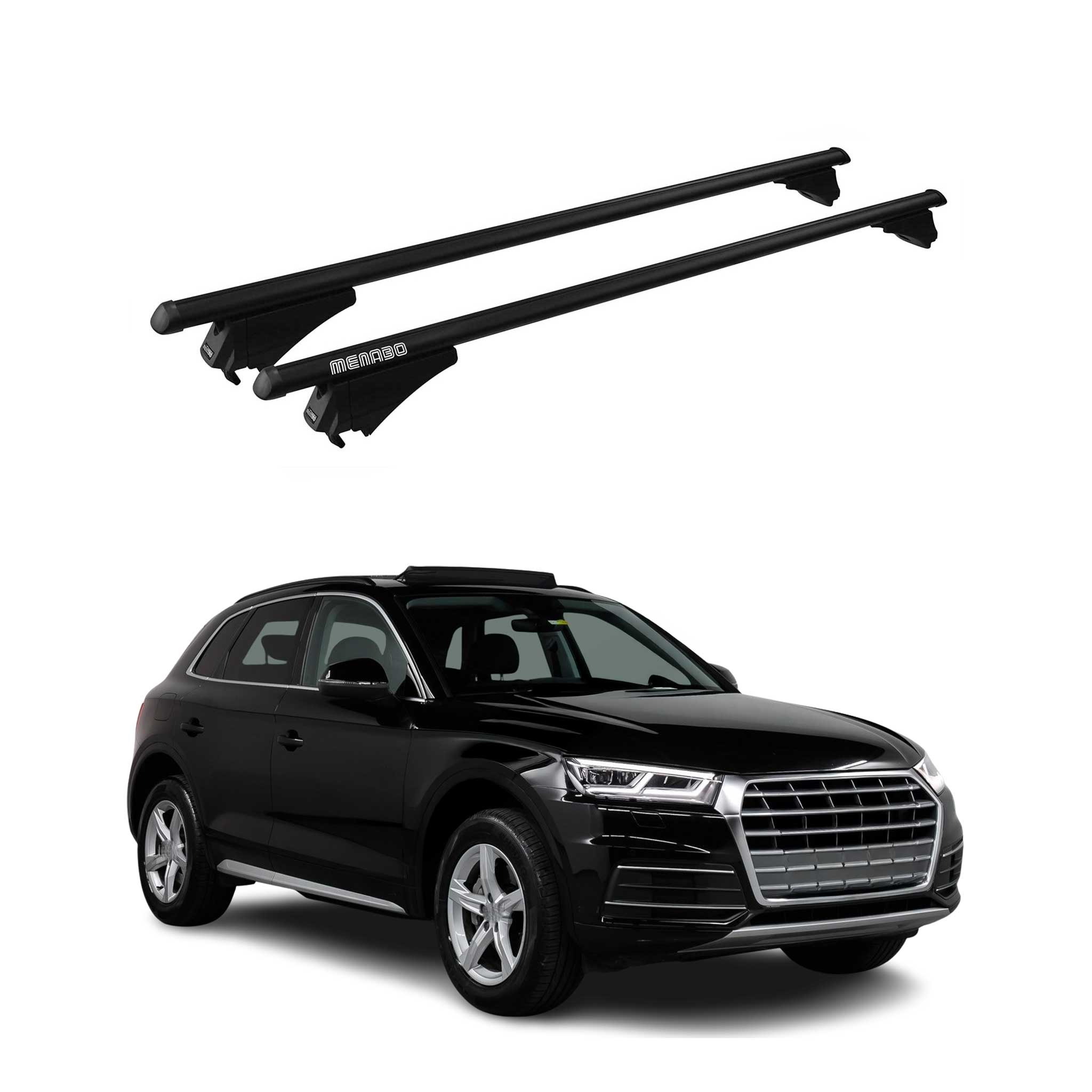 Menabo Dachträger Grundtäger für Audi Q5 mk2 2017-2024 75kg Alu Schwarz 2 tlg