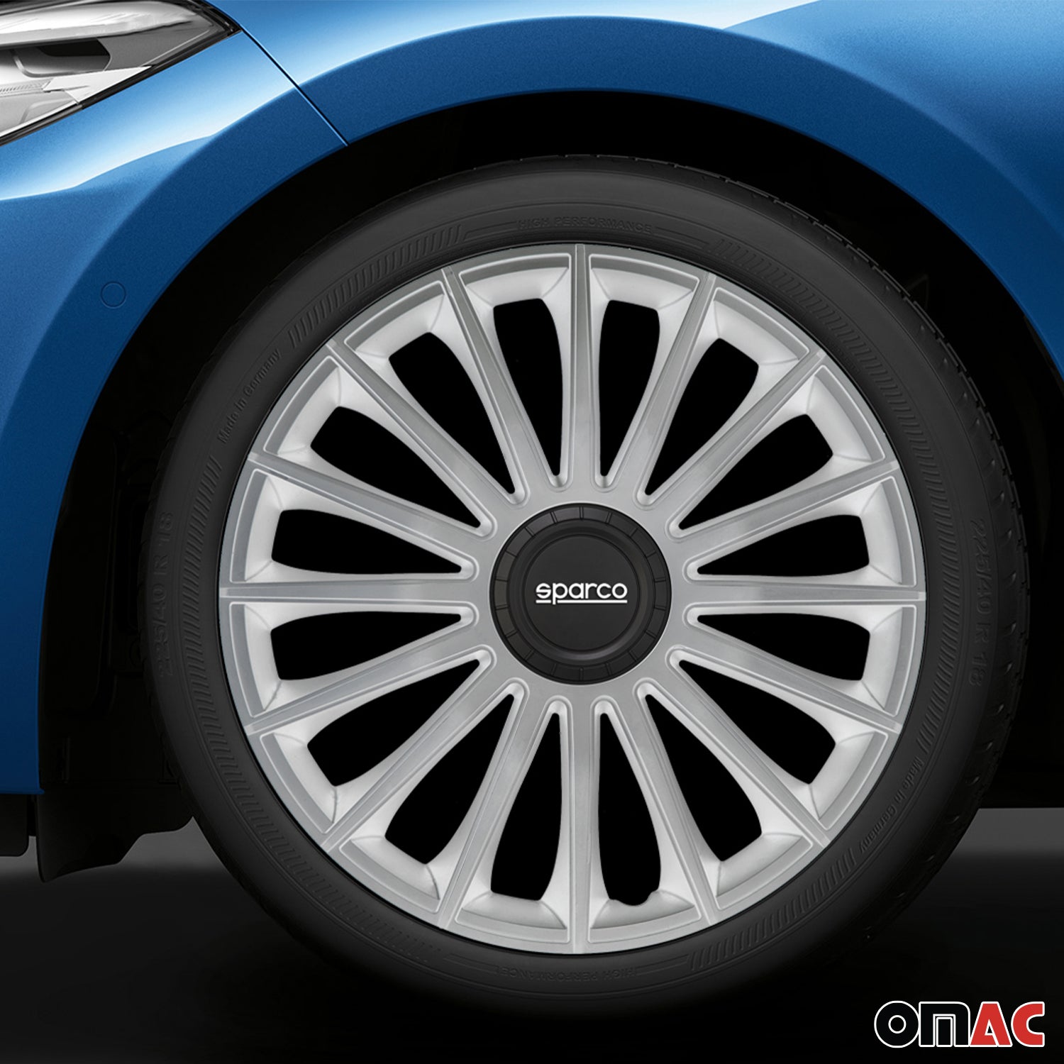 Radkappen Radzierblenden Sparco Treviso 14" Zoll Auto Abdeckung Set Silber 4x