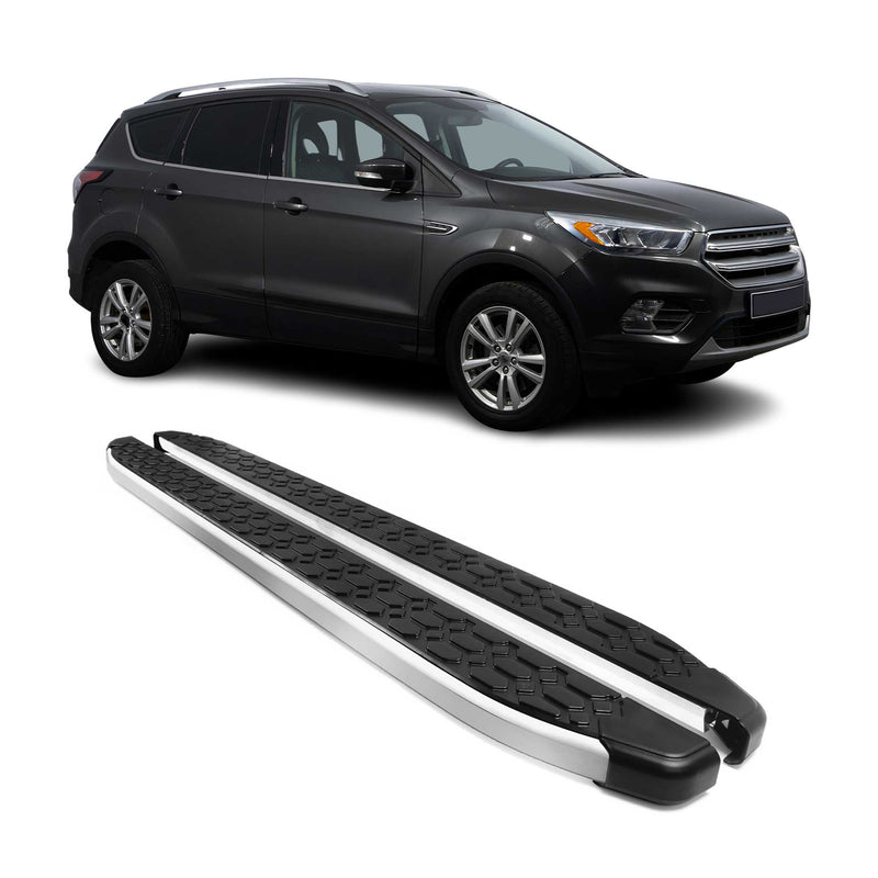 Alu Trittbretter Seitenschweller für Ford Kuga 2013-2019 Schwarz Silber 2tlg