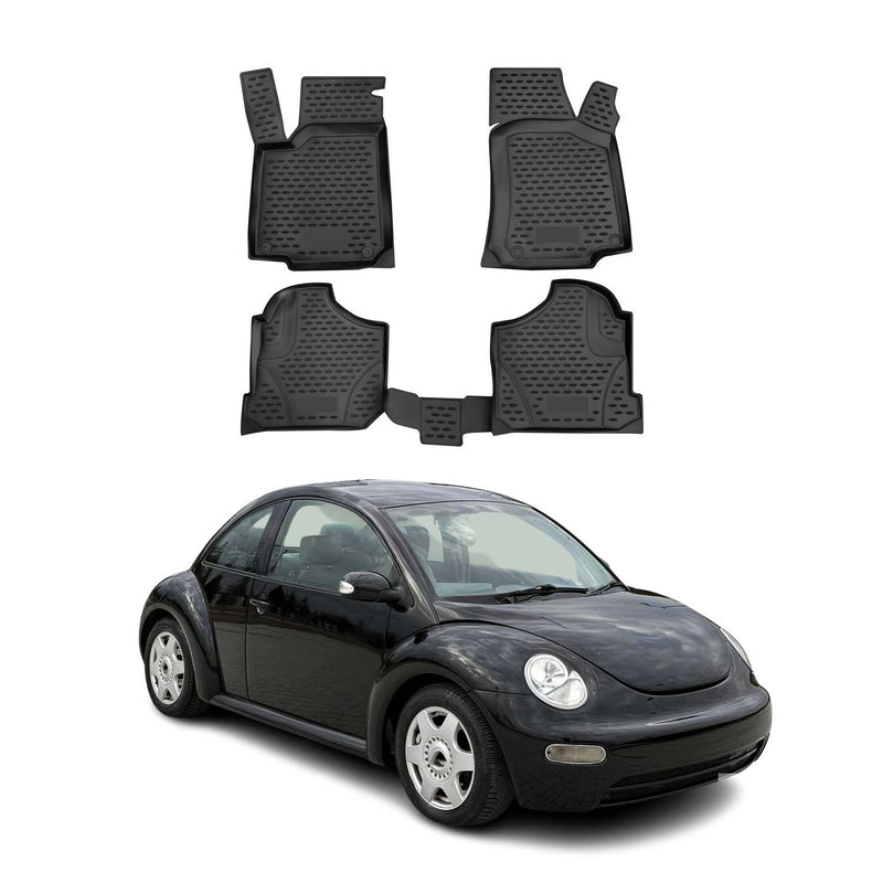 OMAC Gummimatten Fußmatten für VW New Beetle 1998-2005 TPE Automatten Schwarz 4x