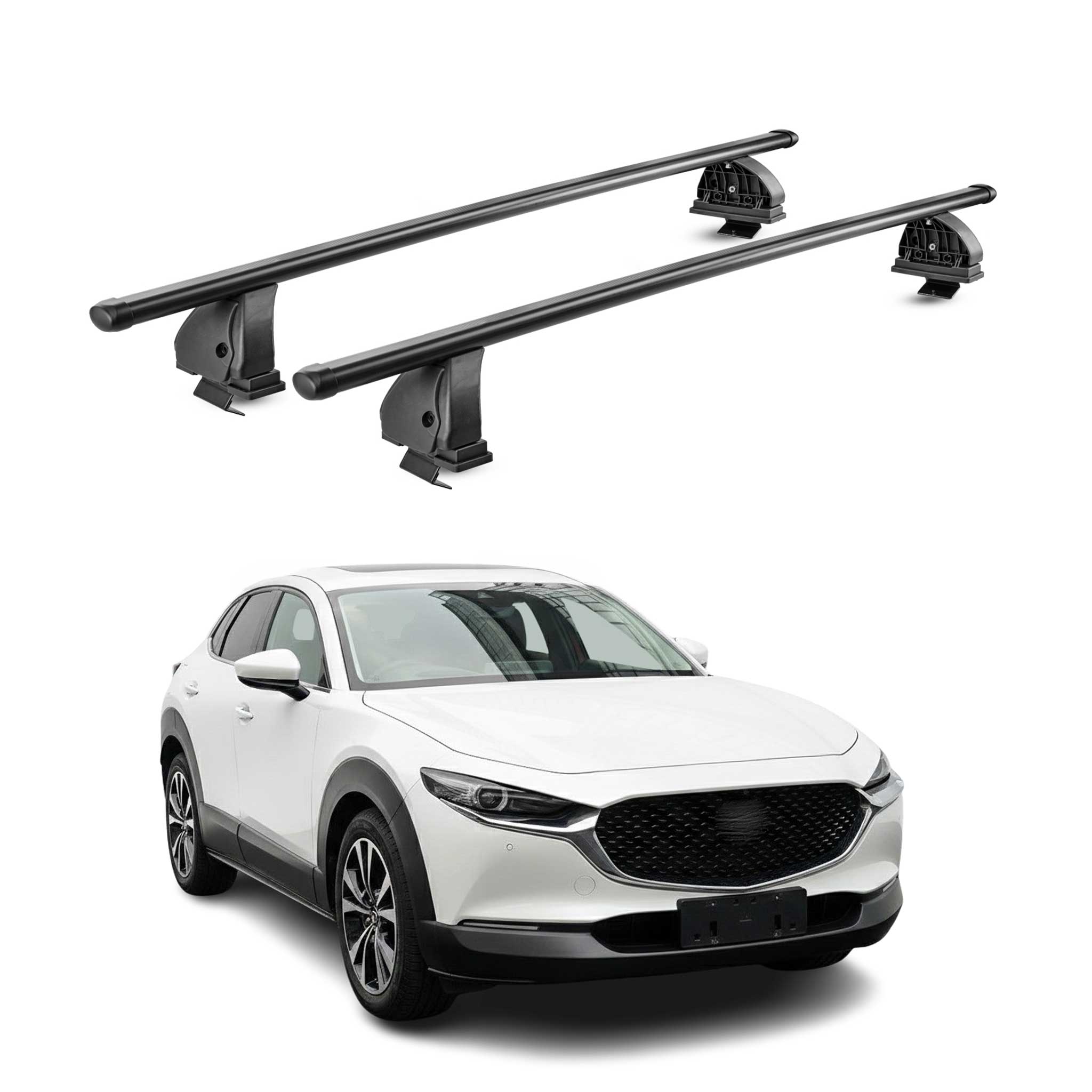 Stahl Dachträger für Mazda CX-30 2020-2026 TÜV Abschließbar 75 kg 2tlg Schwarz