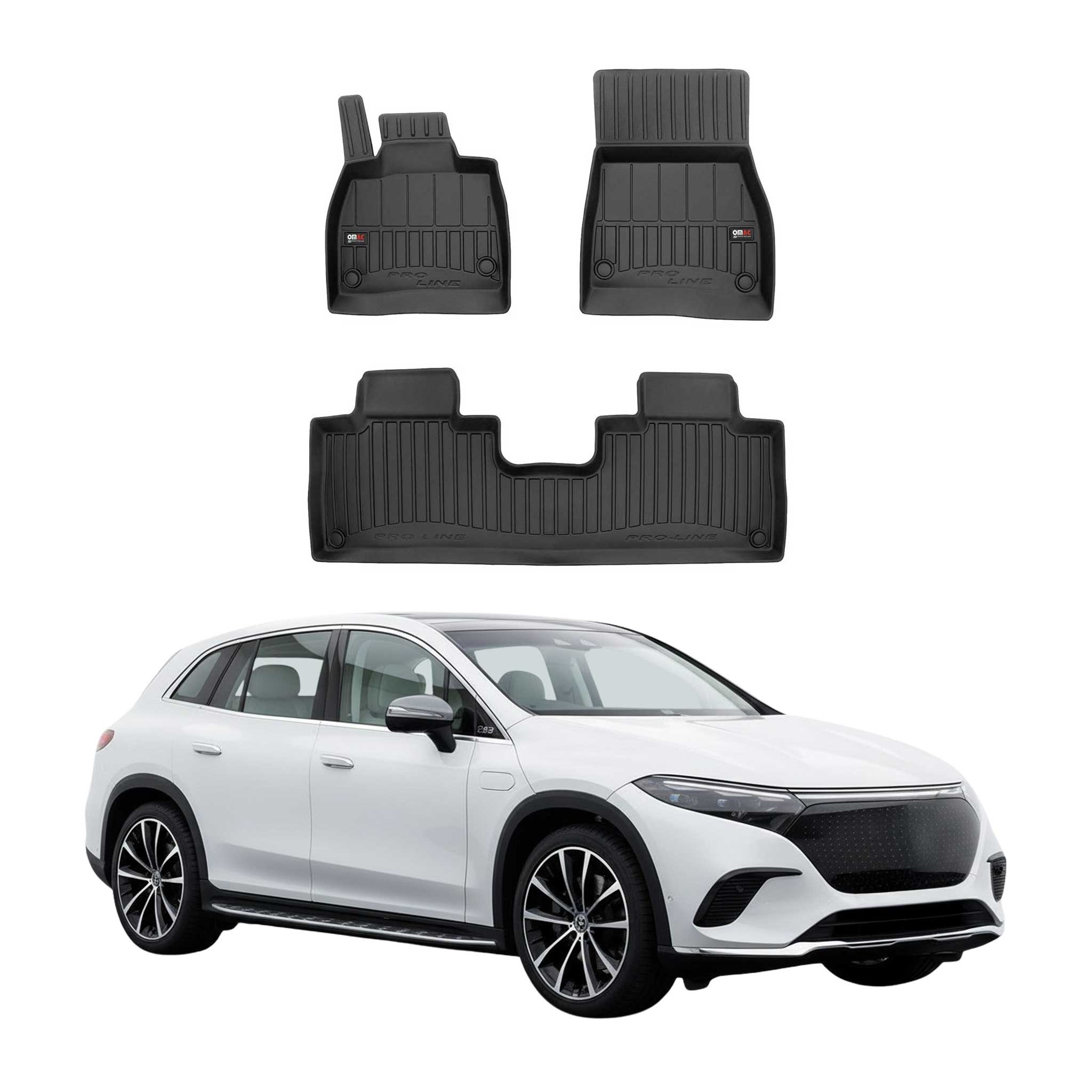 Fußmatten Gummimatten für Mercedes EQS SUV X296 2022-2026 Premium Schwarz TPE 3x