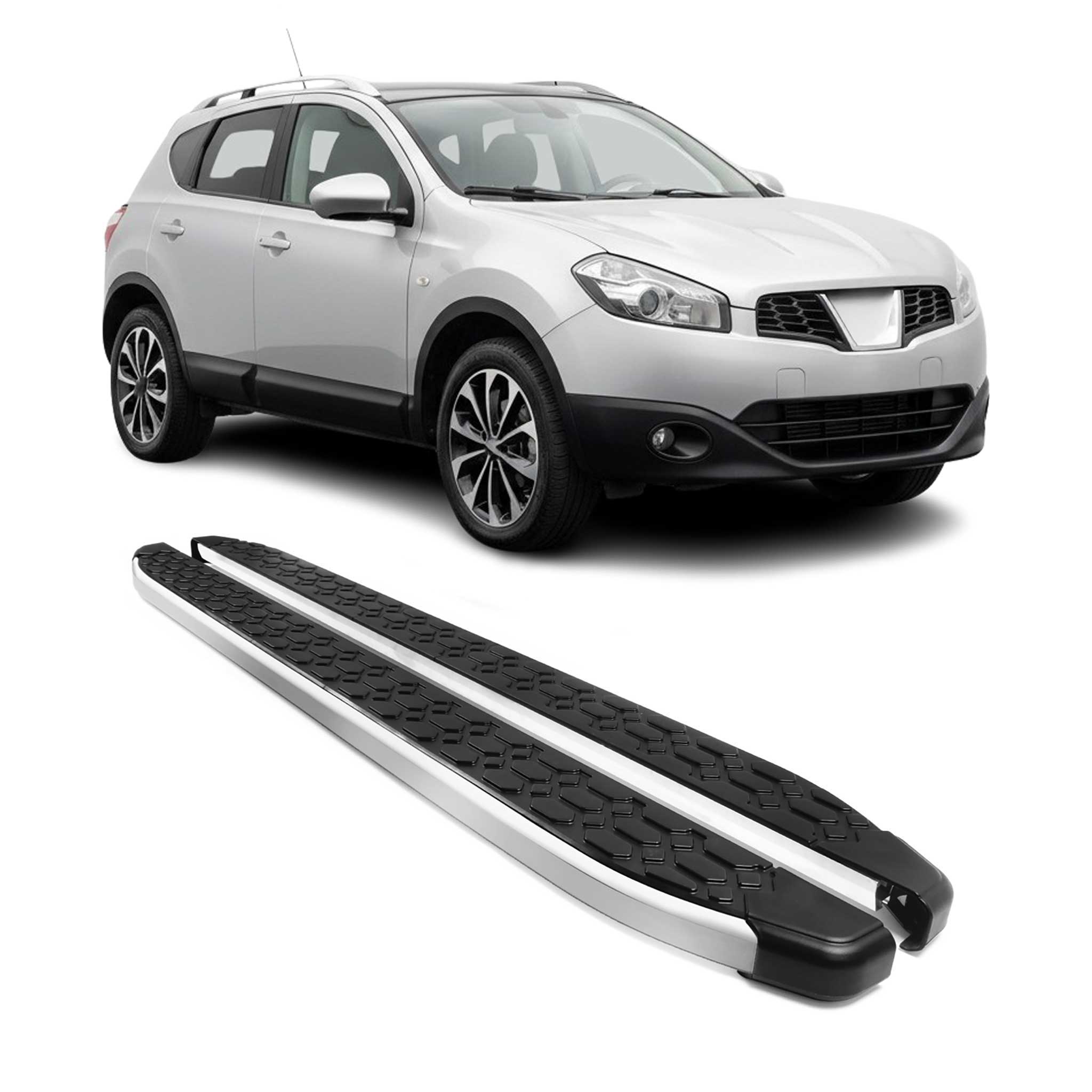 Alu Trittbretter Seitenschweller für Nissan Qashqai J10 2007-2013 Schwarz Silber
