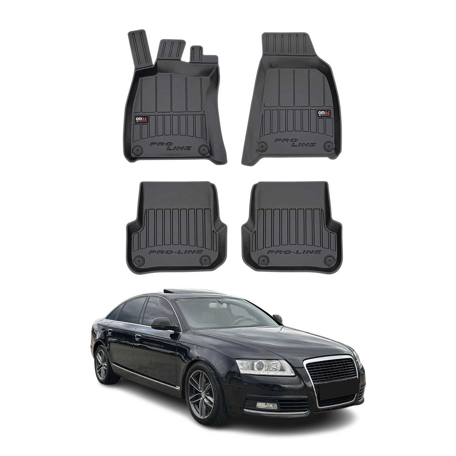 OMAC Gummi Fußmatten für Audi A6 C6 Limo Allroad Avant 2004-2006 Premium TPE 4x