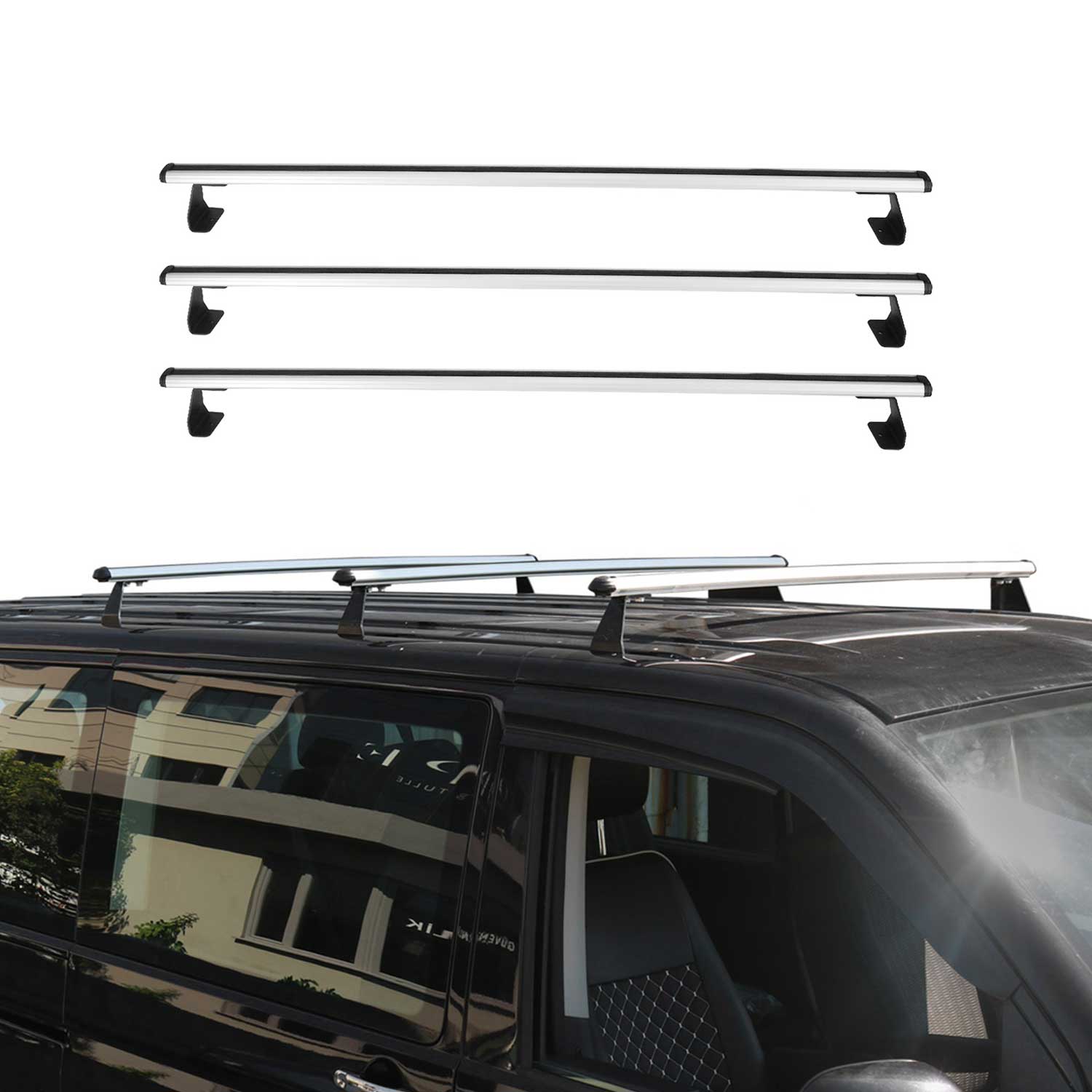 Dachträger Grundtäger für Nissan NV200 2009-2020 75kg Aluminium Grau 3 tlg