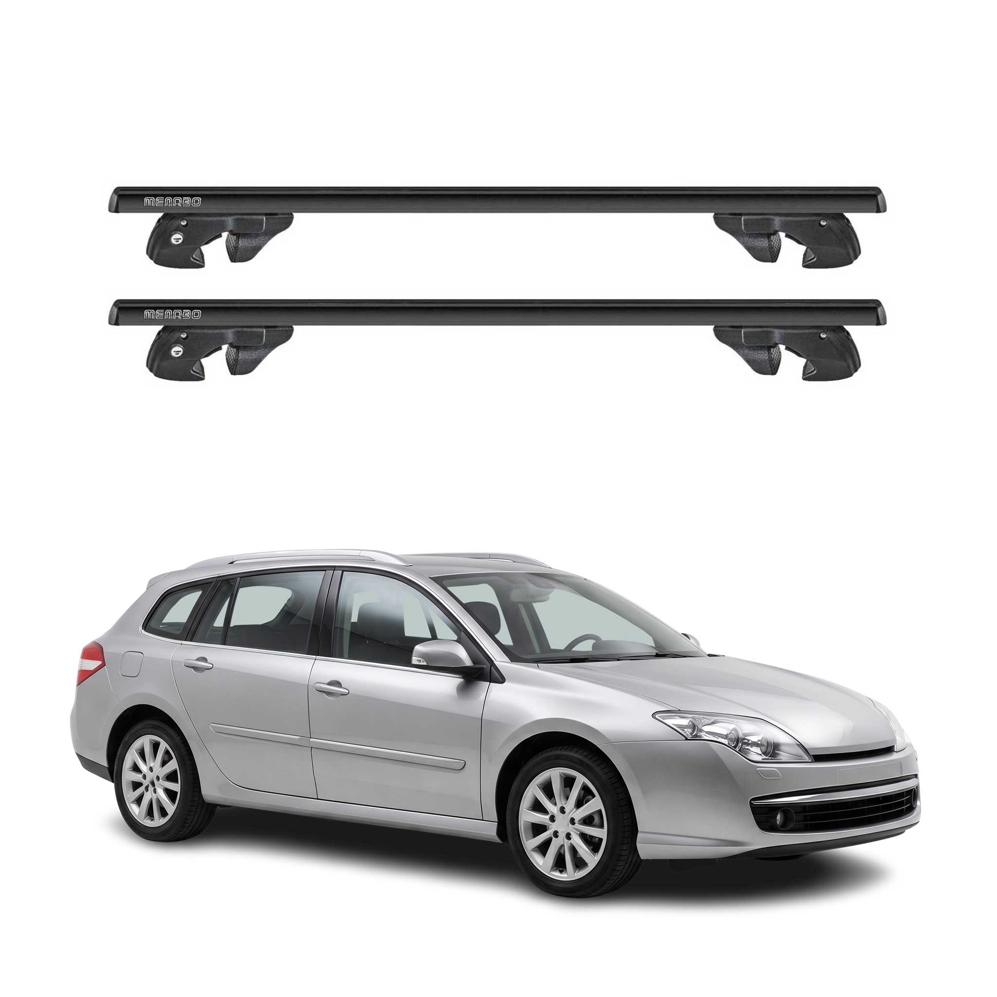 Dachträger für Renault Laguna III Grandtour 2008-2015 Alu 90kg TÜV Schwarz 2tlg
