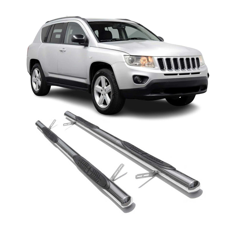 Edelstahl Trittbretter Schwellerrohre für Jeep Compass 2011-2016 Grau 2tlg