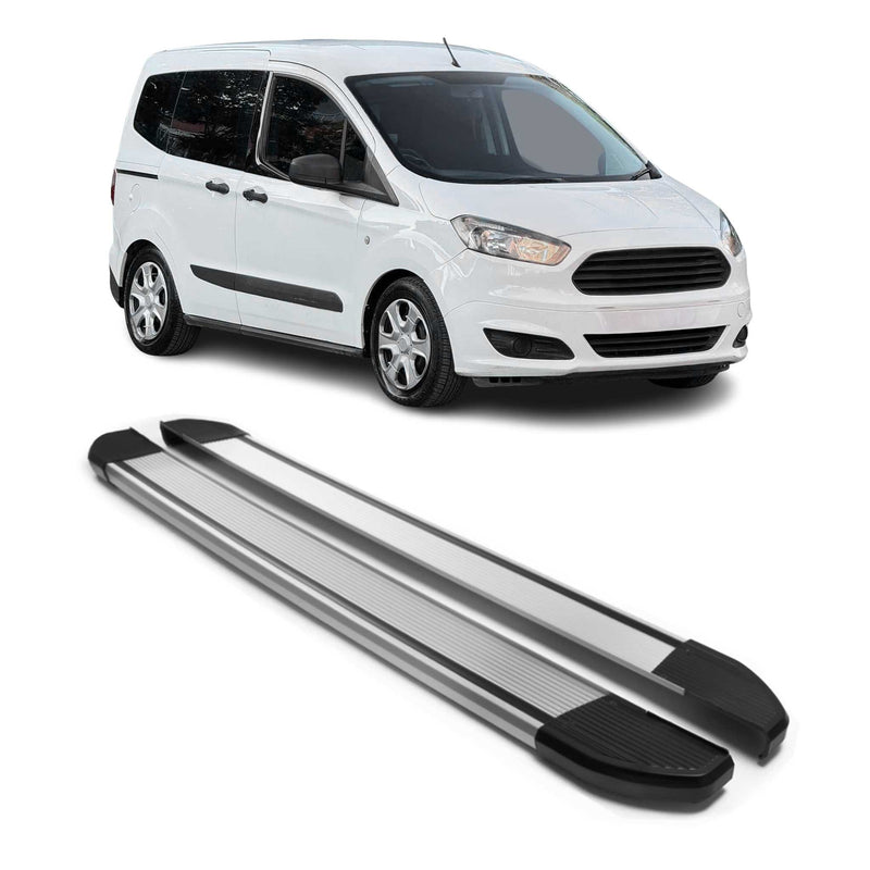 Alu Seitenschweller Trittbretter für Ford Tourneo Courier 2014-2024 L1 Silber 2x