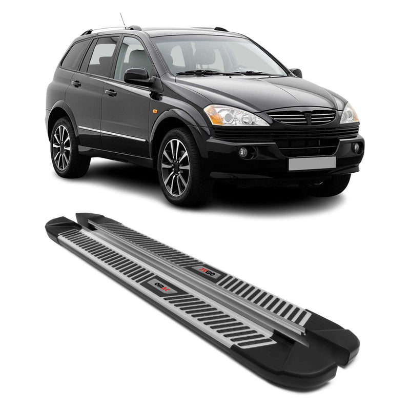 Trittbretter Seitenbretter Schweller für Ssangyong Kyron 2005-2014 Alu Schwarz