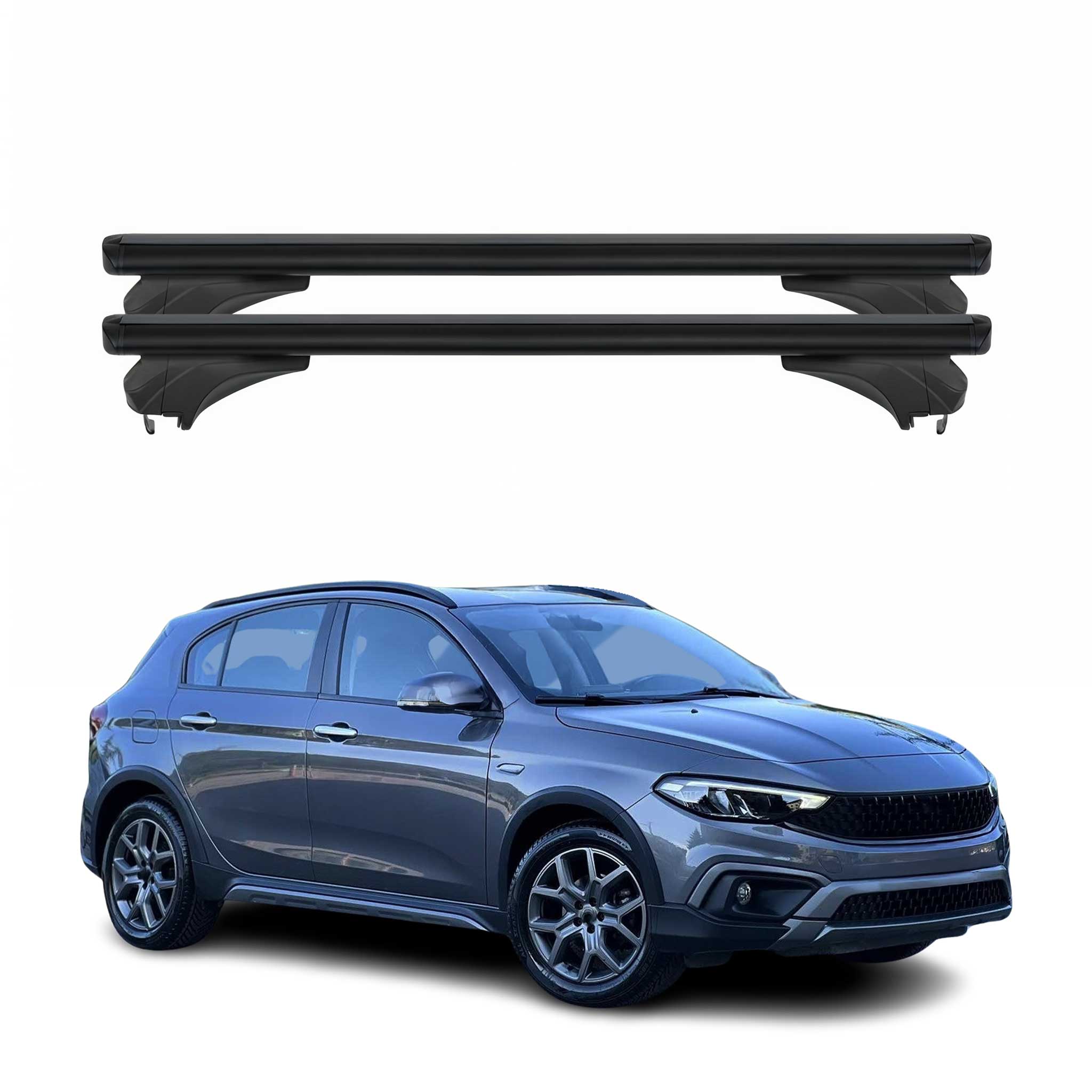 Menabo Dachträger Grundtäger für Fiat Tipo Cross 2020-2026 Aluminium Schwarz 2x