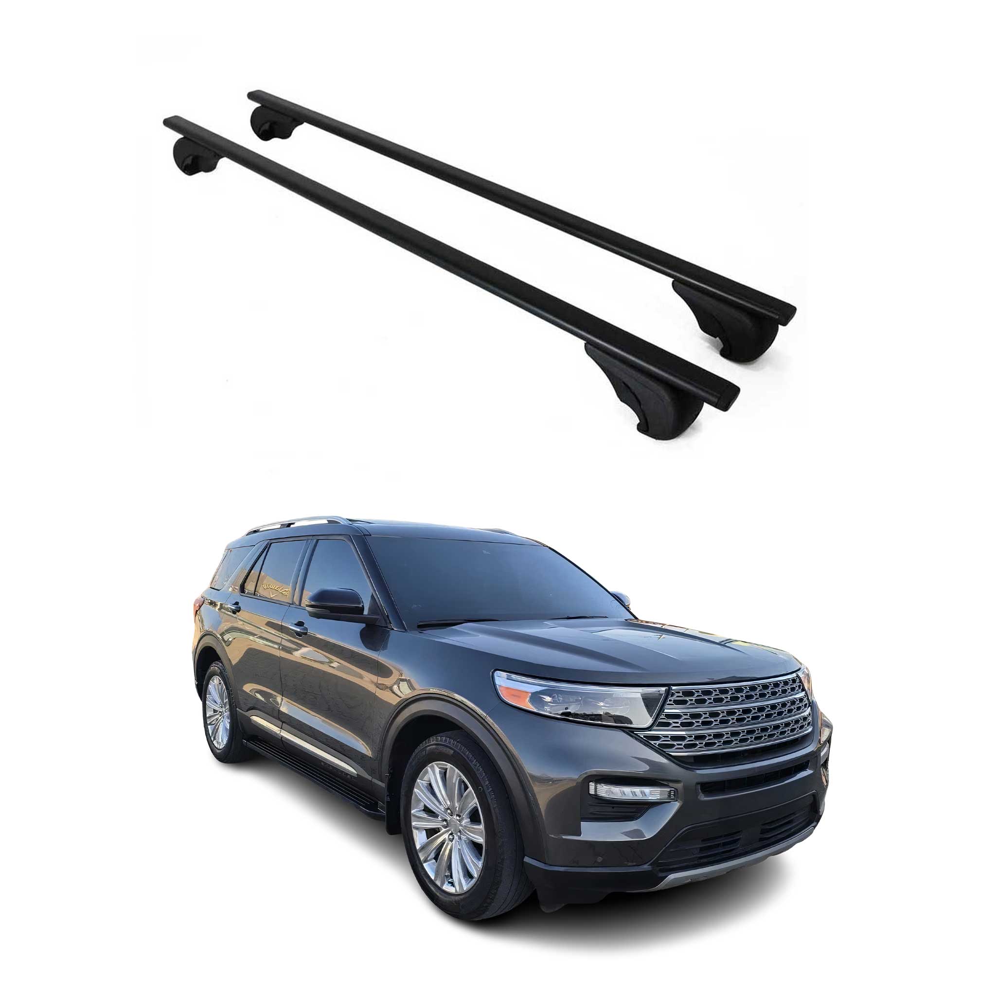 Dachträger Grundtäger für Ford Explorer 2020-2026 75kg Metall Schwarz 2 tlg