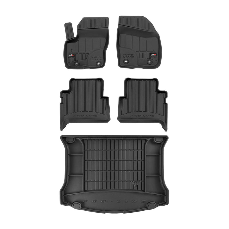 OMAC Fußmatten & Kofferraumwanne Set für Ford Kuga 2008-2013 Gummi Schwarz 5x