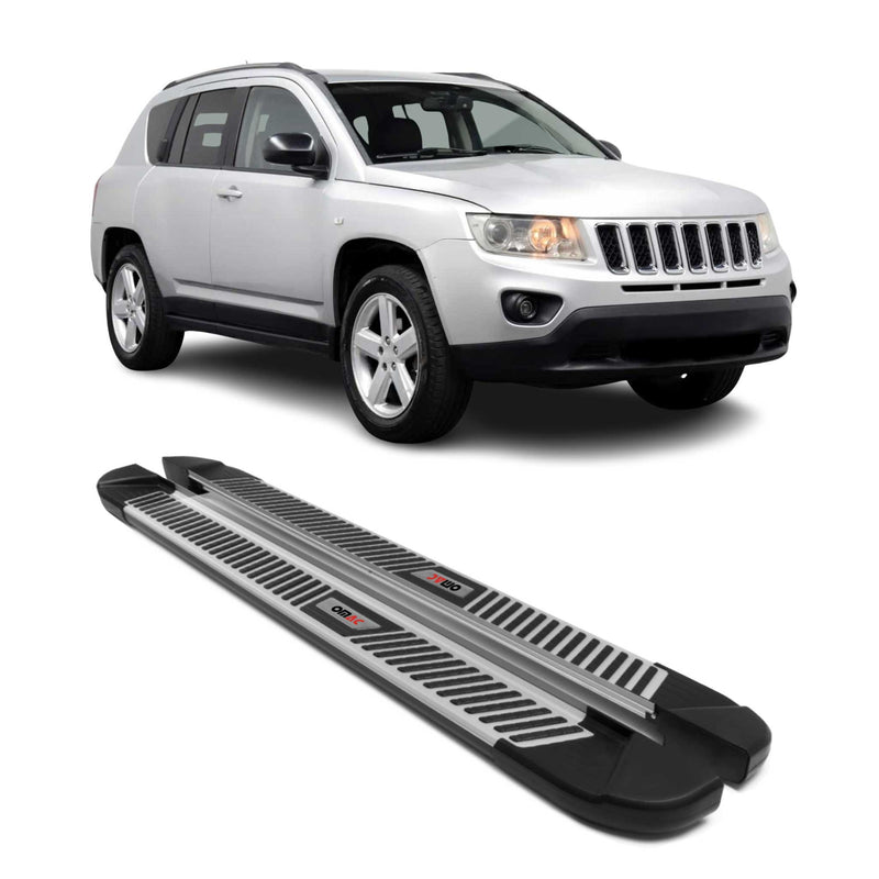 Trittbretter Seitenbretter Seitenschweller für Jeep Compass 2011-16 Alu Schwarz
